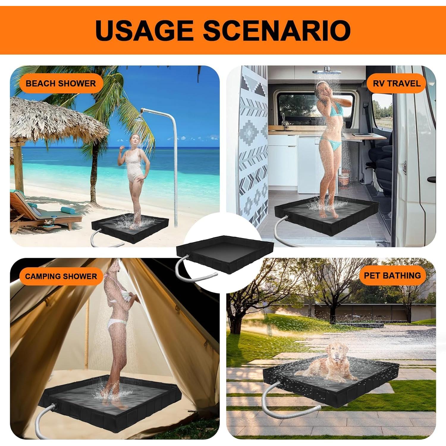 Base de Ducha Plegable ZUUDYSEN 104x104 cm para Camping