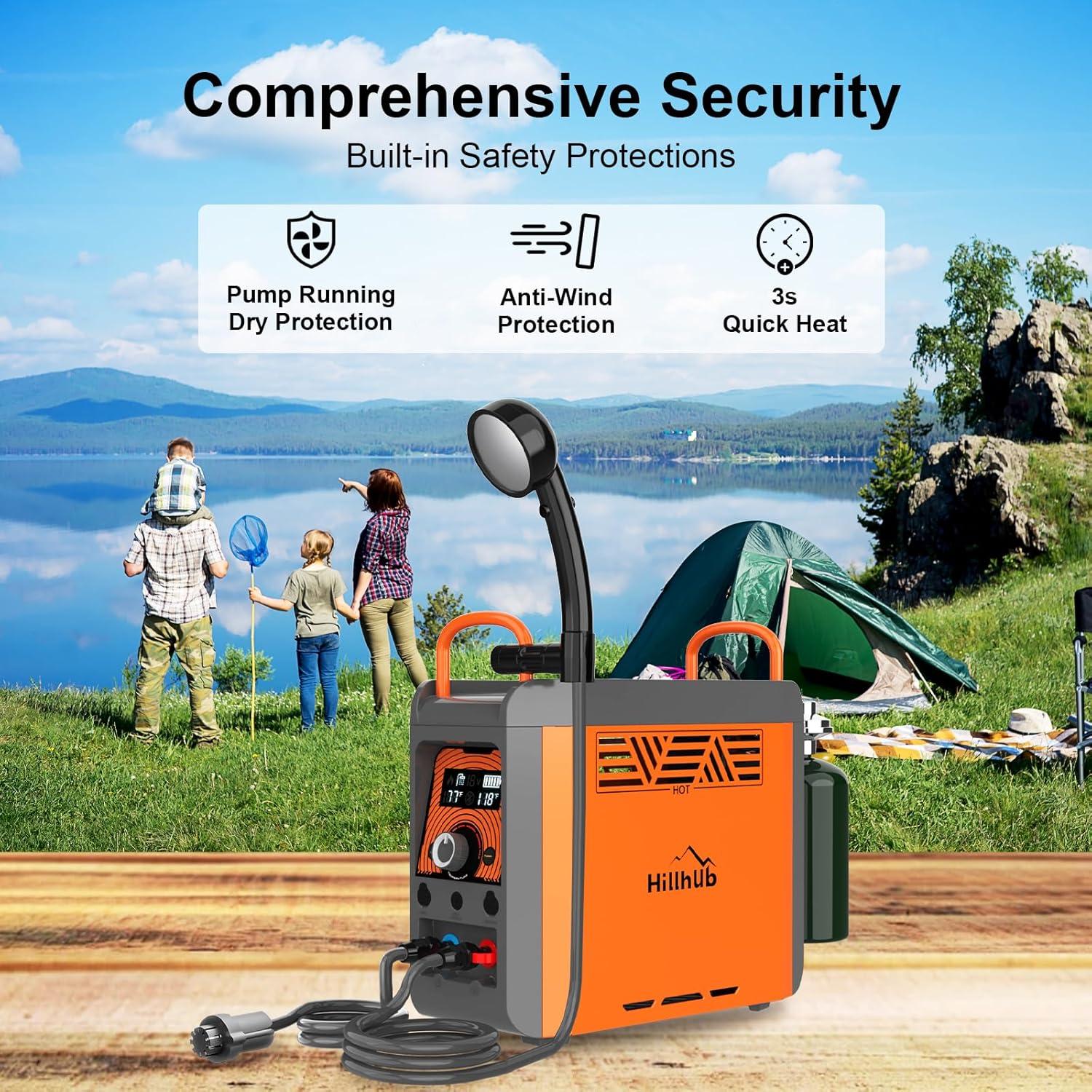 Calentador de Agua de Propano Portátil Hillhub 6000W 25°C