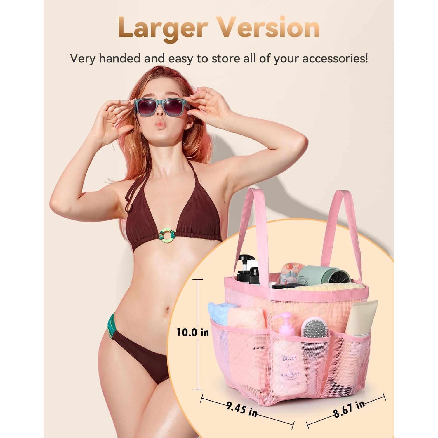 Cesta de Ducha Temede Rosa Portátil con 8 Bolsillos 24x22x25cm