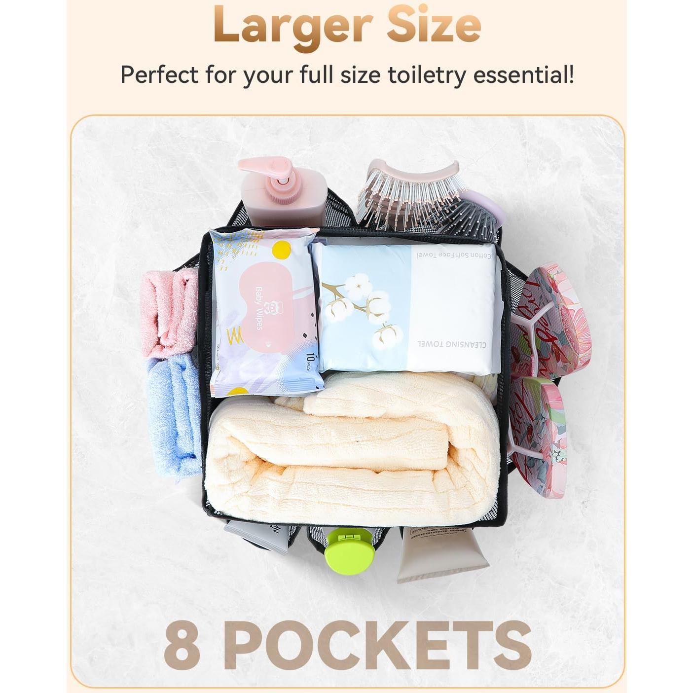 Cesta de Ducha Temede Rosa Portátil con 8 Bolsillos 24x22x25cm