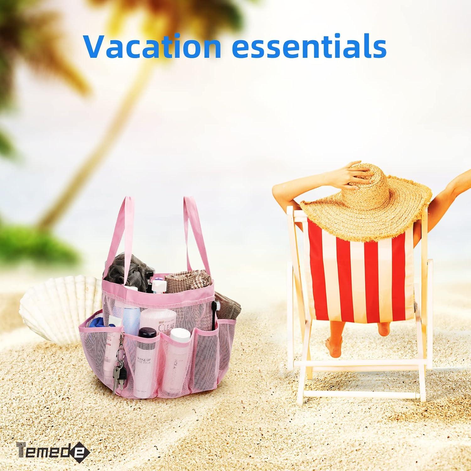 Cesta de Ducha Temede Rosa Portátil con 8 Bolsillos 24x22x25cm