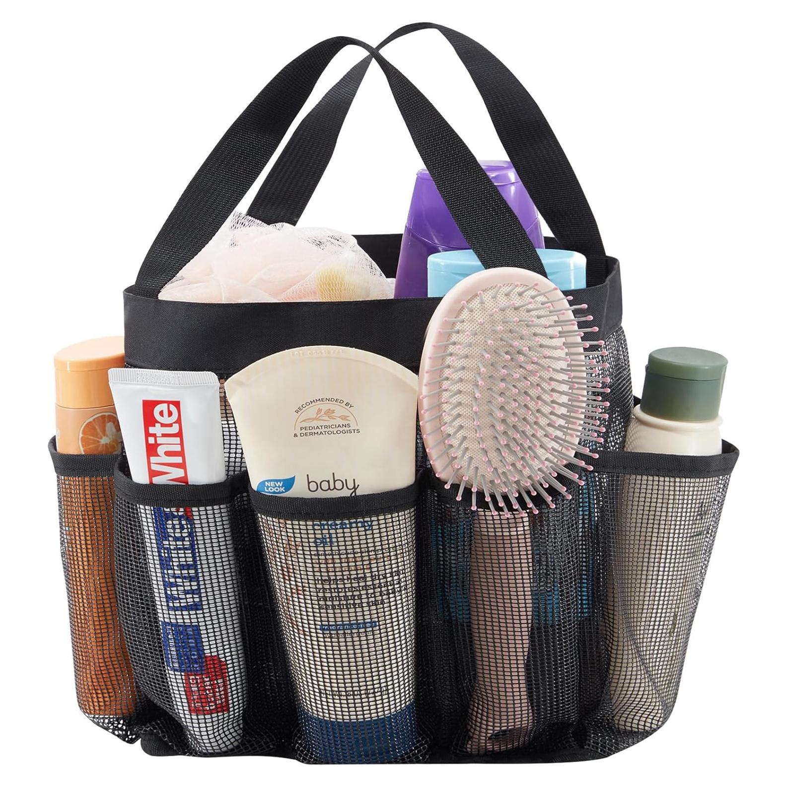 Bolsa de Ducha Portátil Lifewit Negra, Caddy de Malla 7 Bolsillos