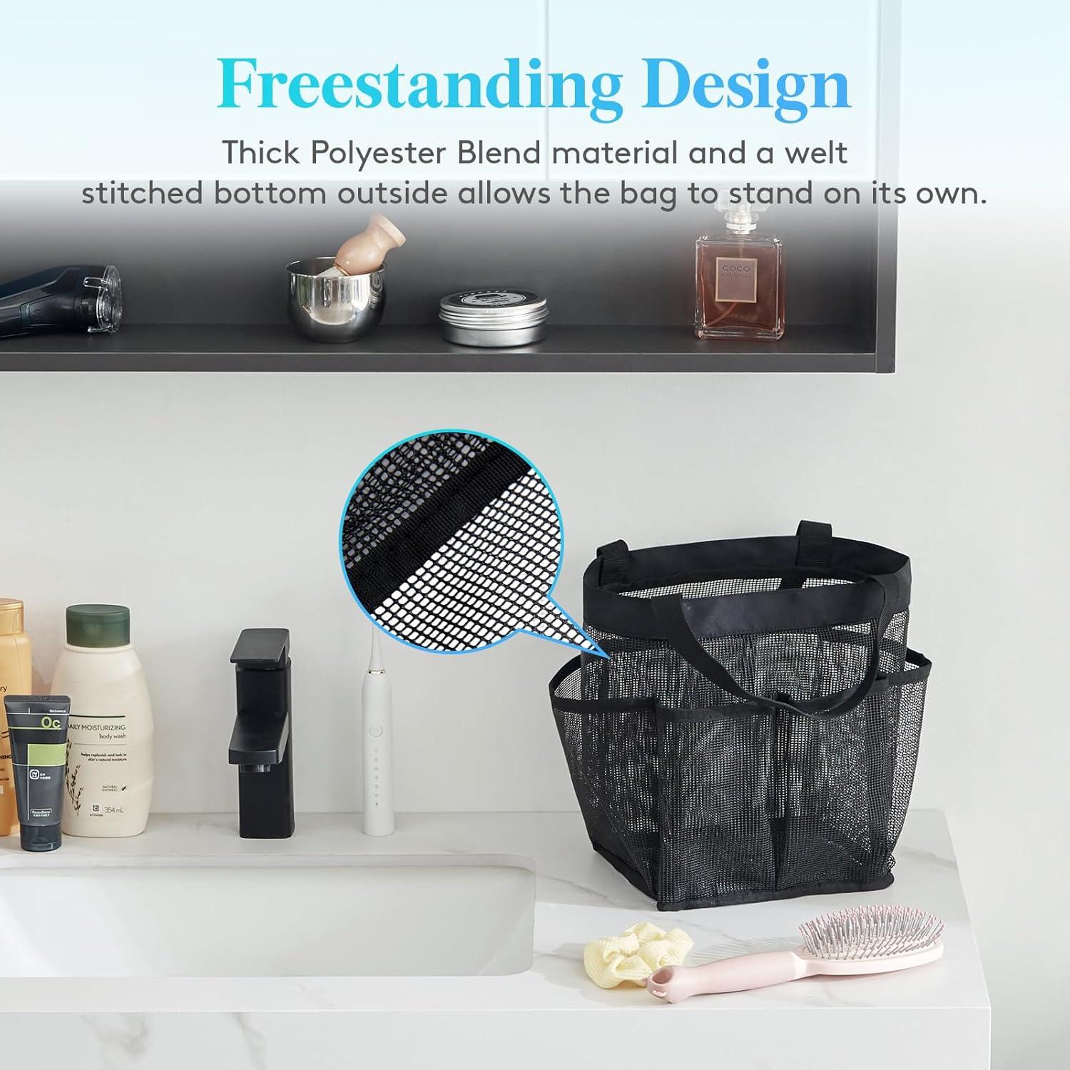 Bolsa de Ducha Portátil Lifewit Negra, Caddy de Malla 7 Bolsillos