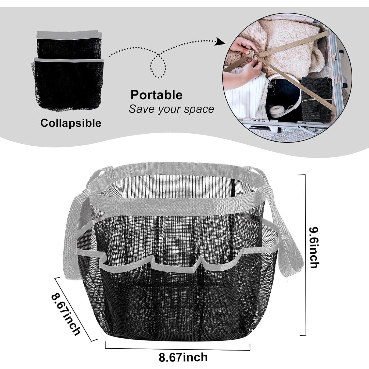 Caddy de Ducha Portátil Attmu 8 Bolsillos Malla Secado Rápido