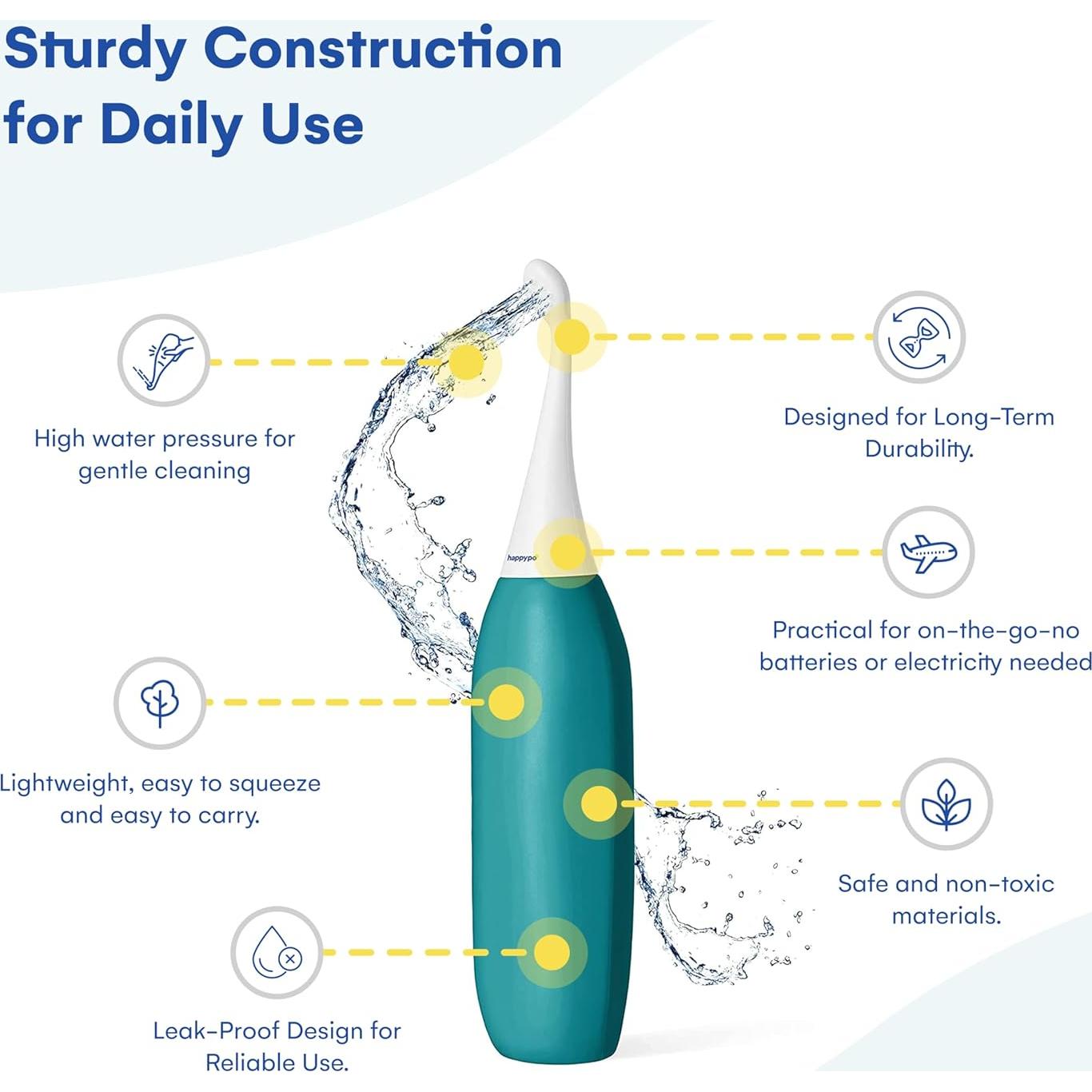Bidet Portátil HappyPo XL Turquesa - 50% Más Volumen