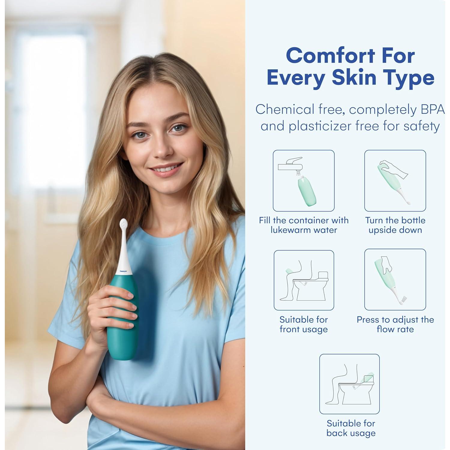 Bidet Portátil HappyPo XL Turquesa - 50% Más Volumen