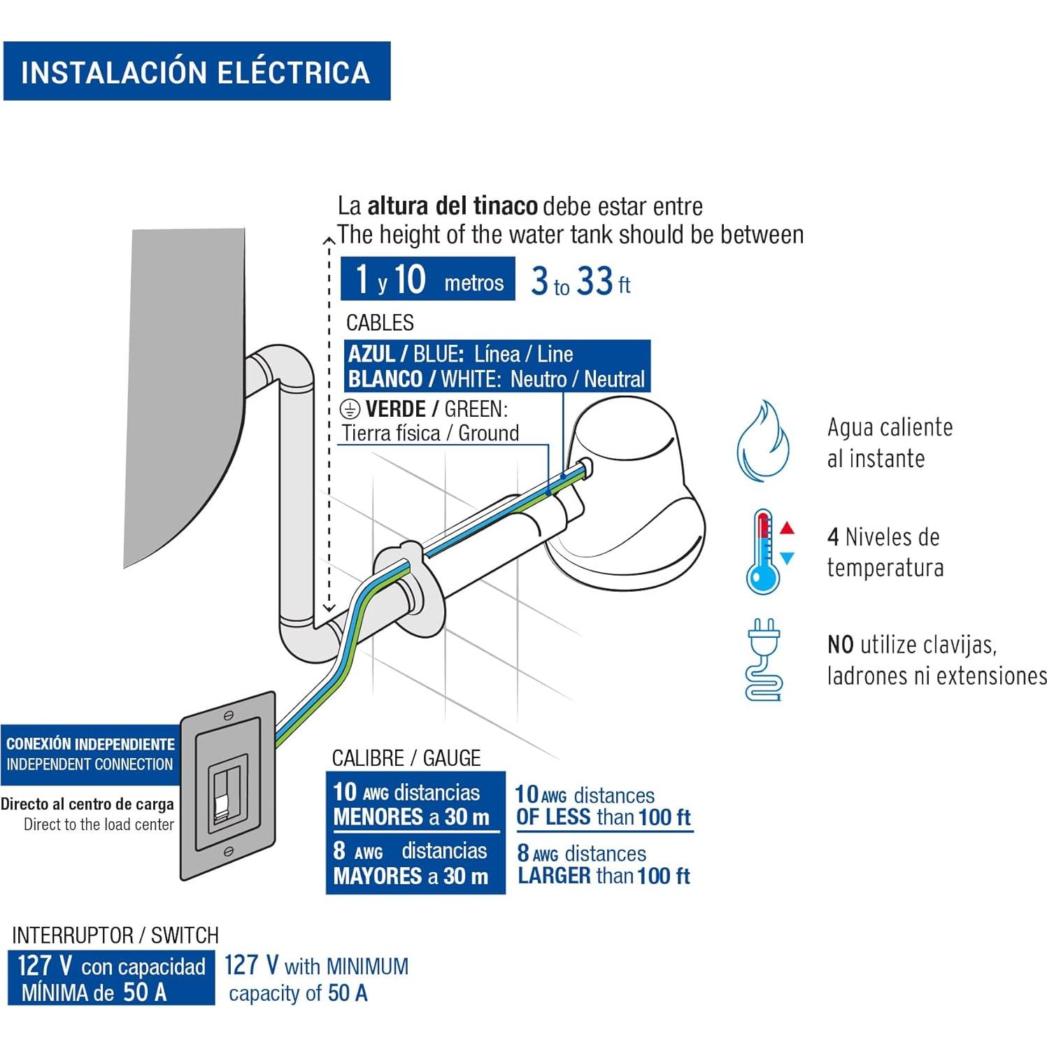 Cabezal de Ducha Eléctrico Foset REGEL-4 4 Temperaturas