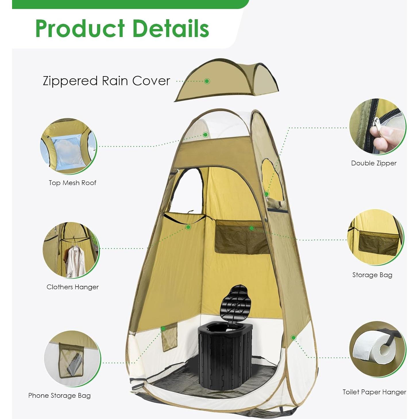 Tienda de Ducha Plegable LACAJ 120x120x207 cm Verde Militar