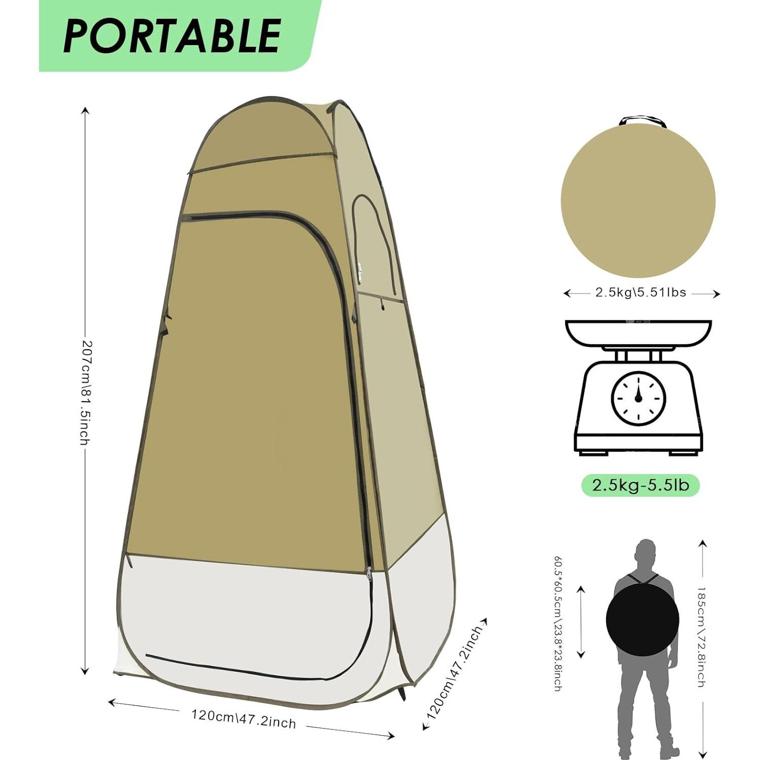 Tienda de Ducha Plegable LACAJ 120x120x207 cm Verde Militar