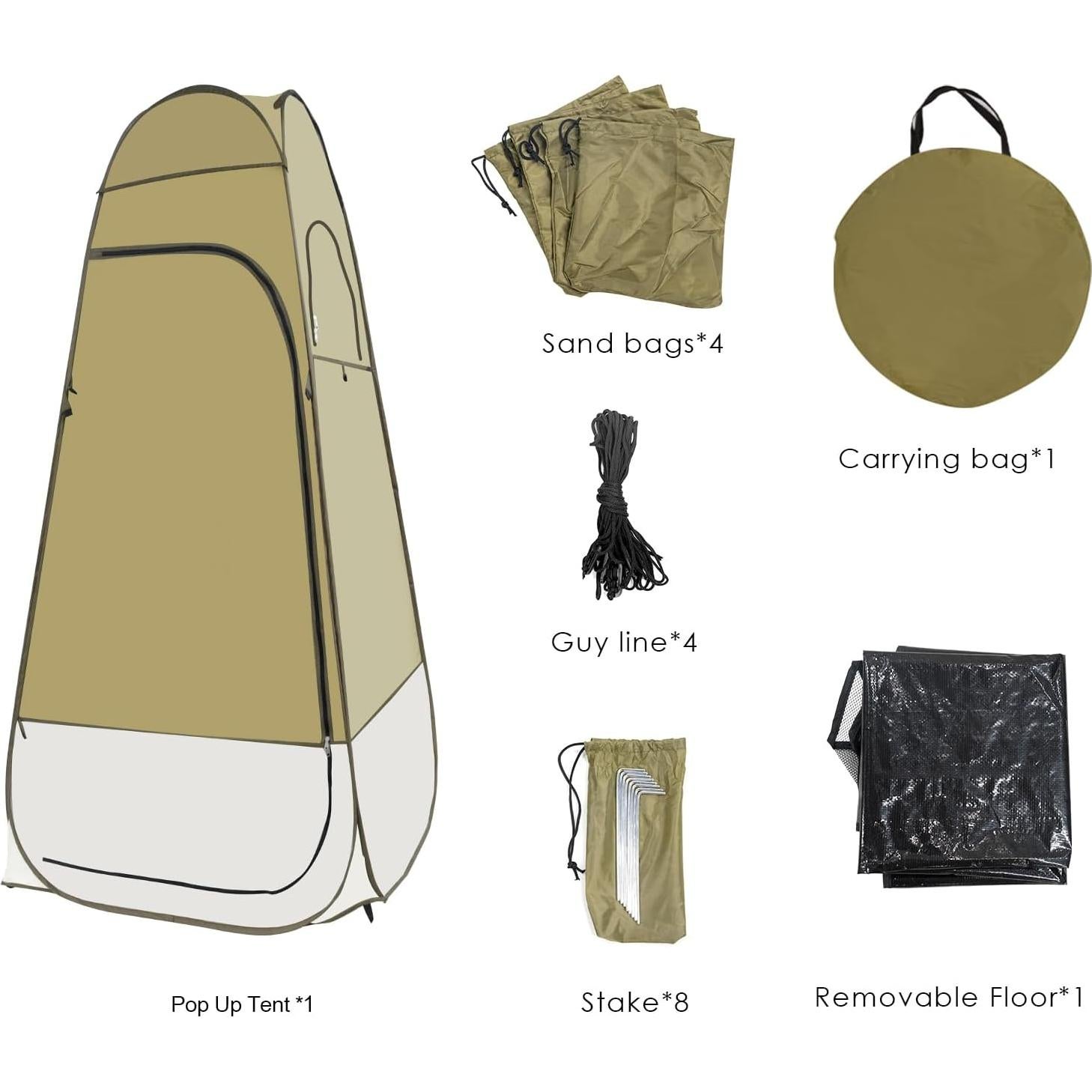 Tienda de Ducha Plegable LACAJ 120x120x207 cm Verde Militar