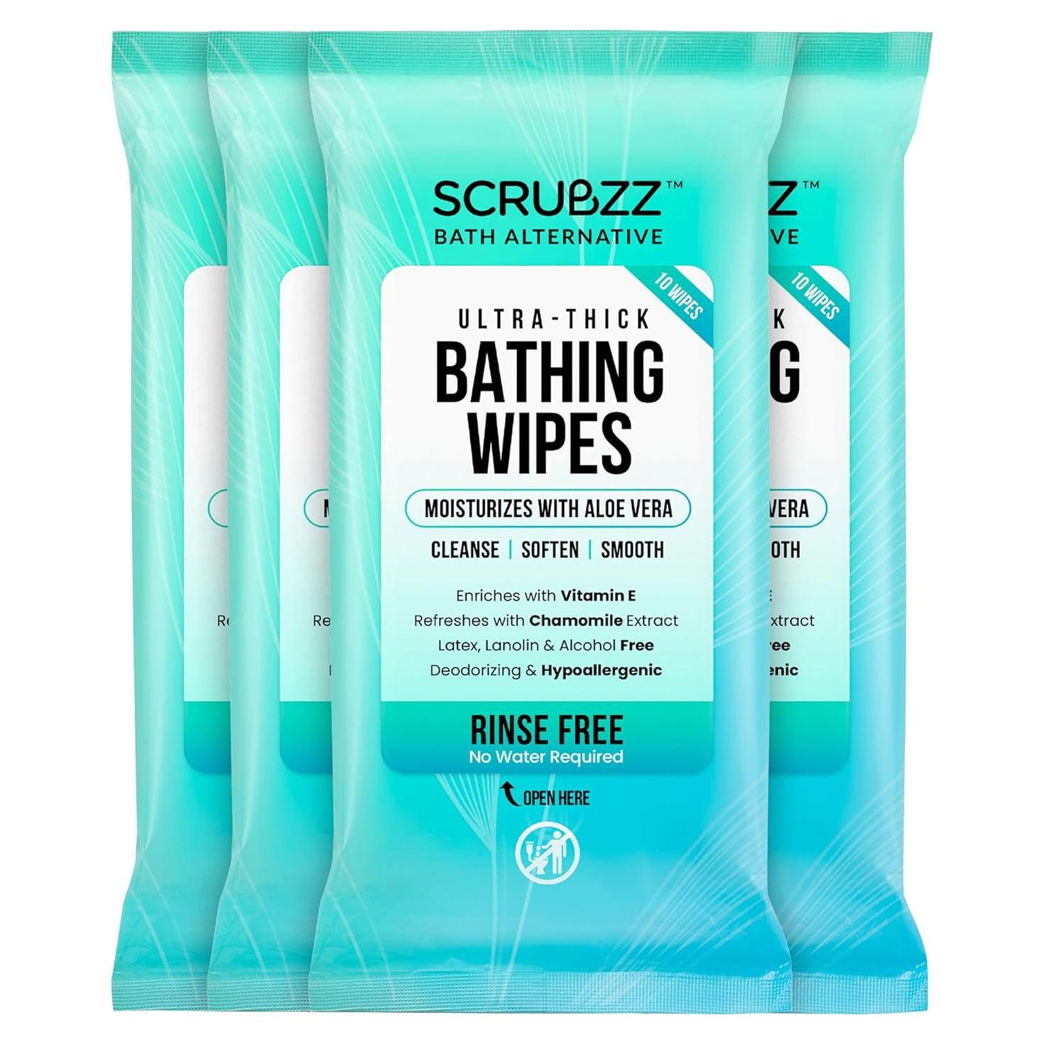 Toallitas de Baño Extra Grandes Scrubzz - 40 Toallitas Hipoalergénicas