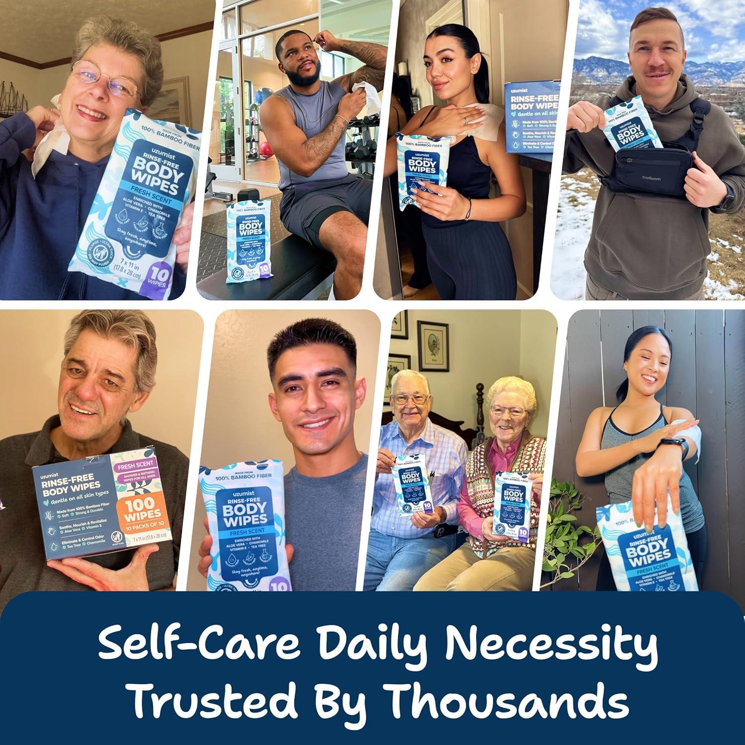 Toallitas Corporales XL Uzumist 50pc Sin Enjuague Higiene Personal