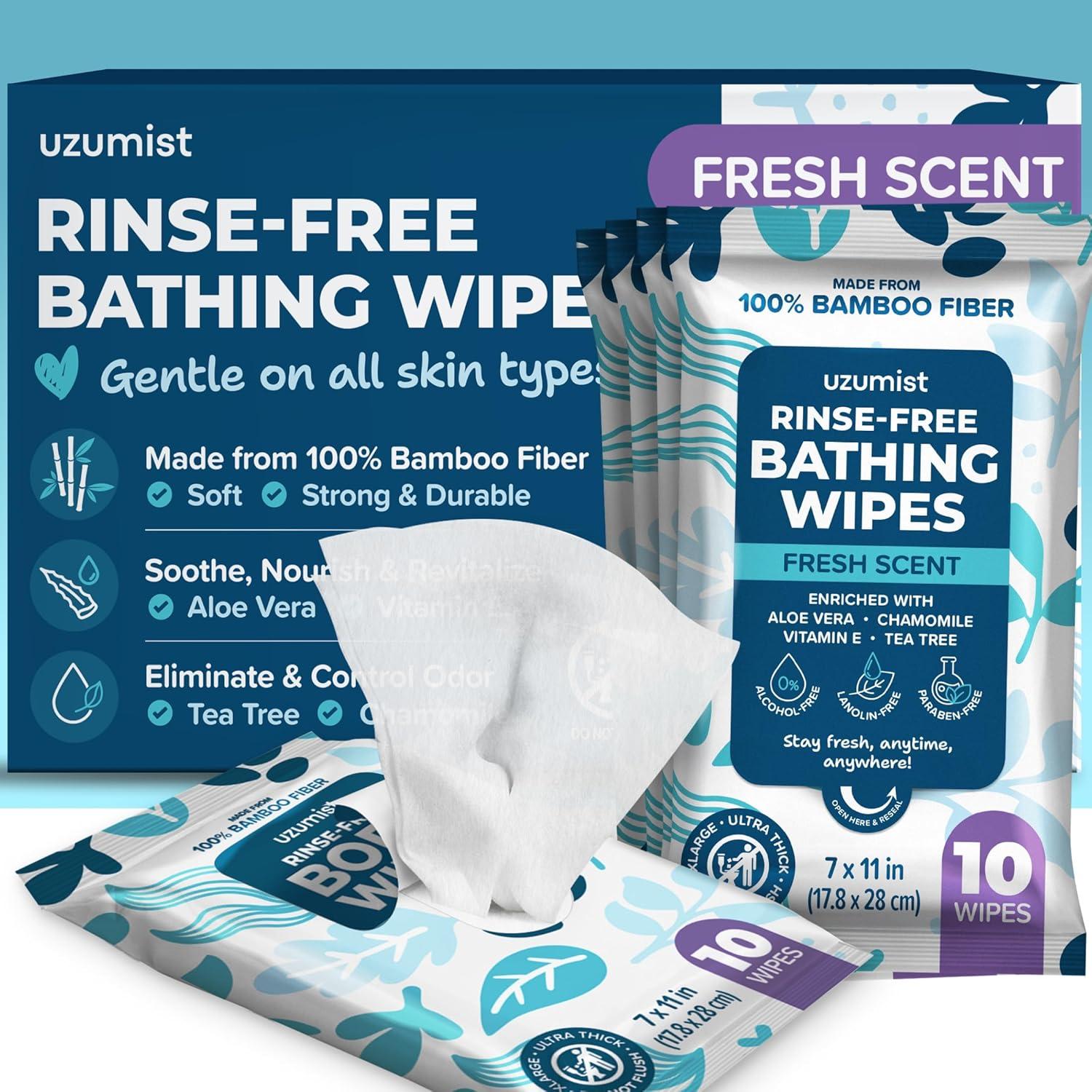 Toallitas Corporales XL Uzumist 50pc Sin Enjuague Higiene Personal