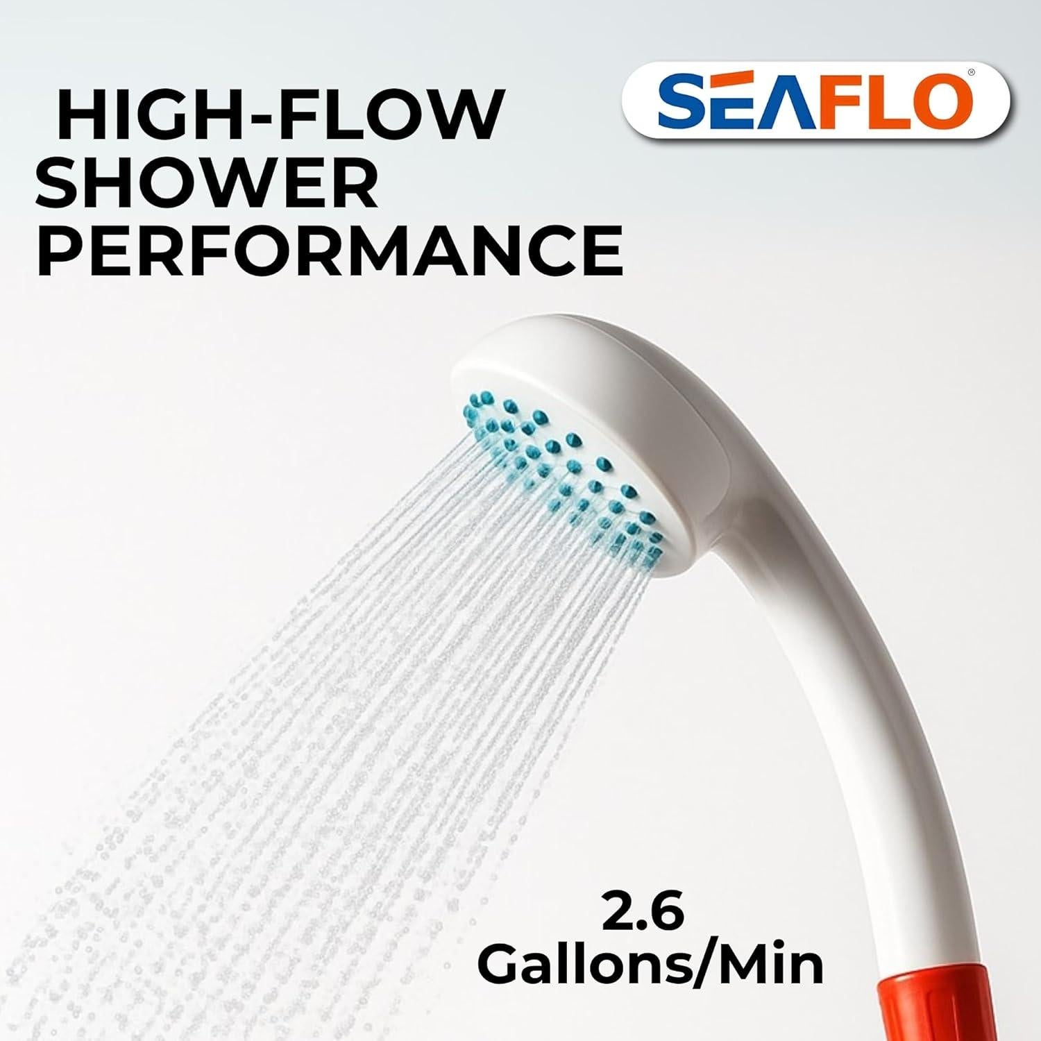 Ducha Portátil SEAFLO para Camping 2.64 GPM Batería Recargable