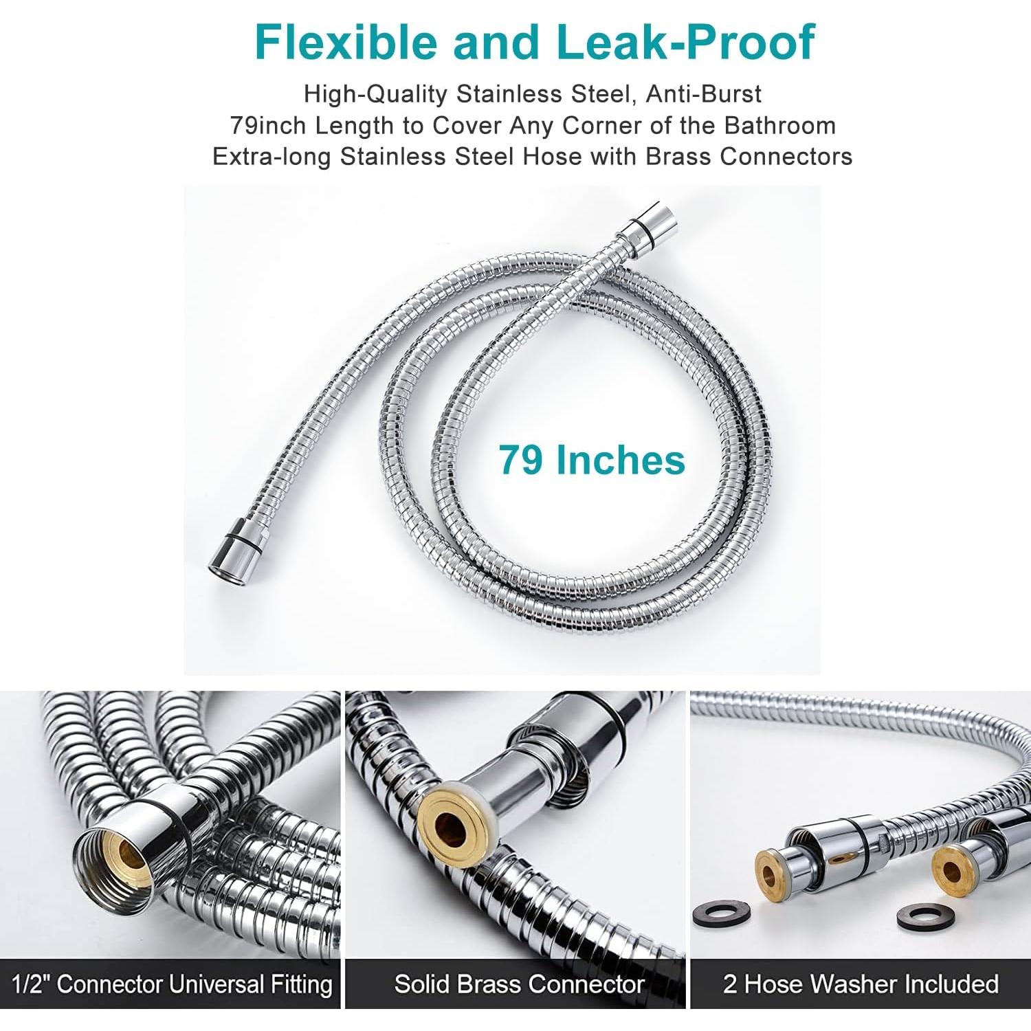 Cabezal de Ducha de Mano GwernKB 8 Modos con Manguera 200 cm