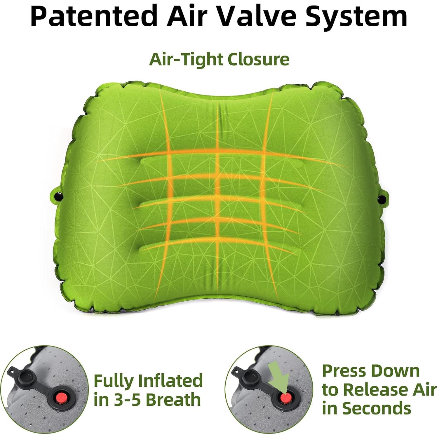 Camping Pillow - Inflatable Pillow - Travel Pillows for Backpacking & Airplane, Lumbar Support 2.0 Blow Up Pillow, Ultralight Compressible, Comfortable, Ergonomic Pillows (Light Grey)