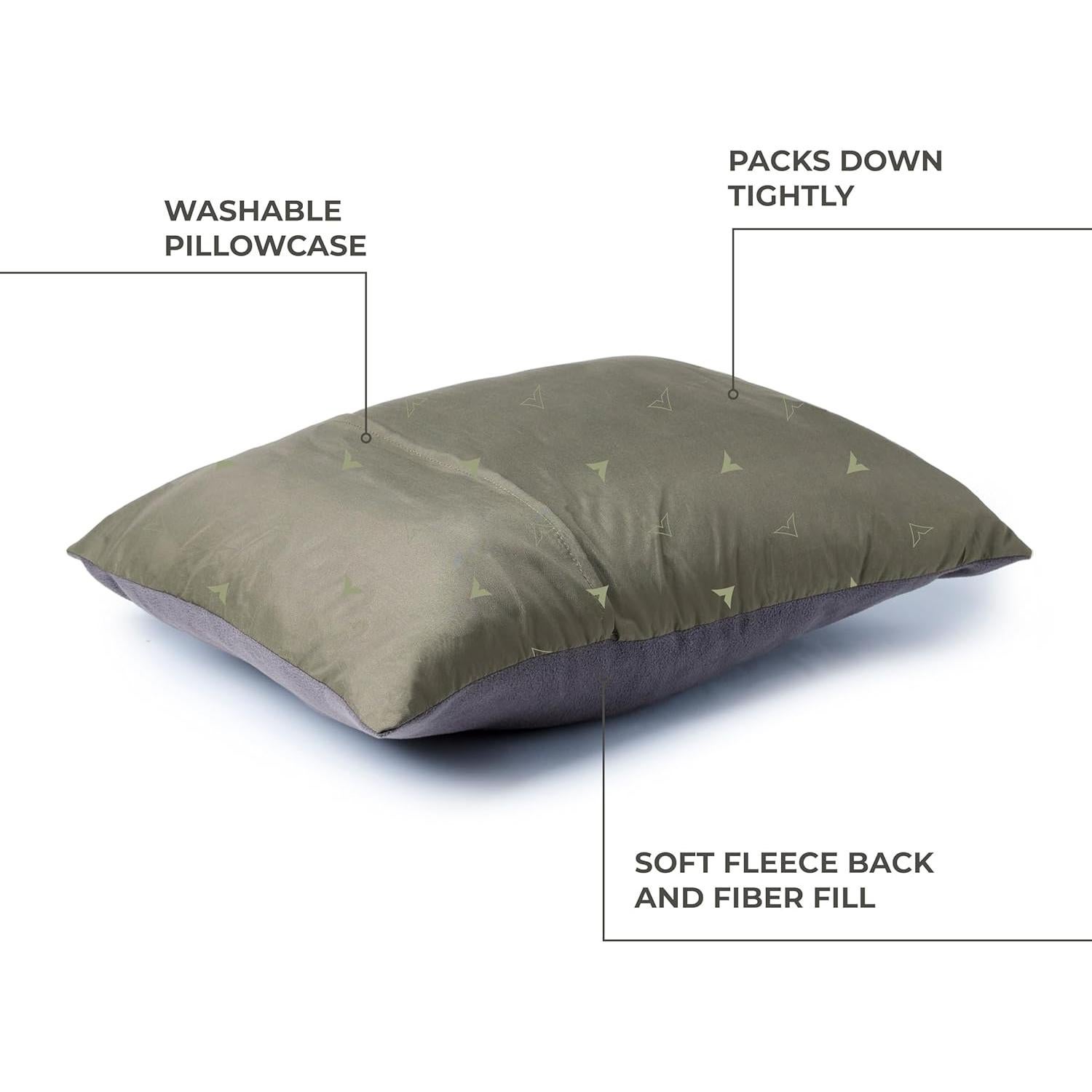 Almohada de Camping TETON Sports Grande Oliva Carbón Lavable