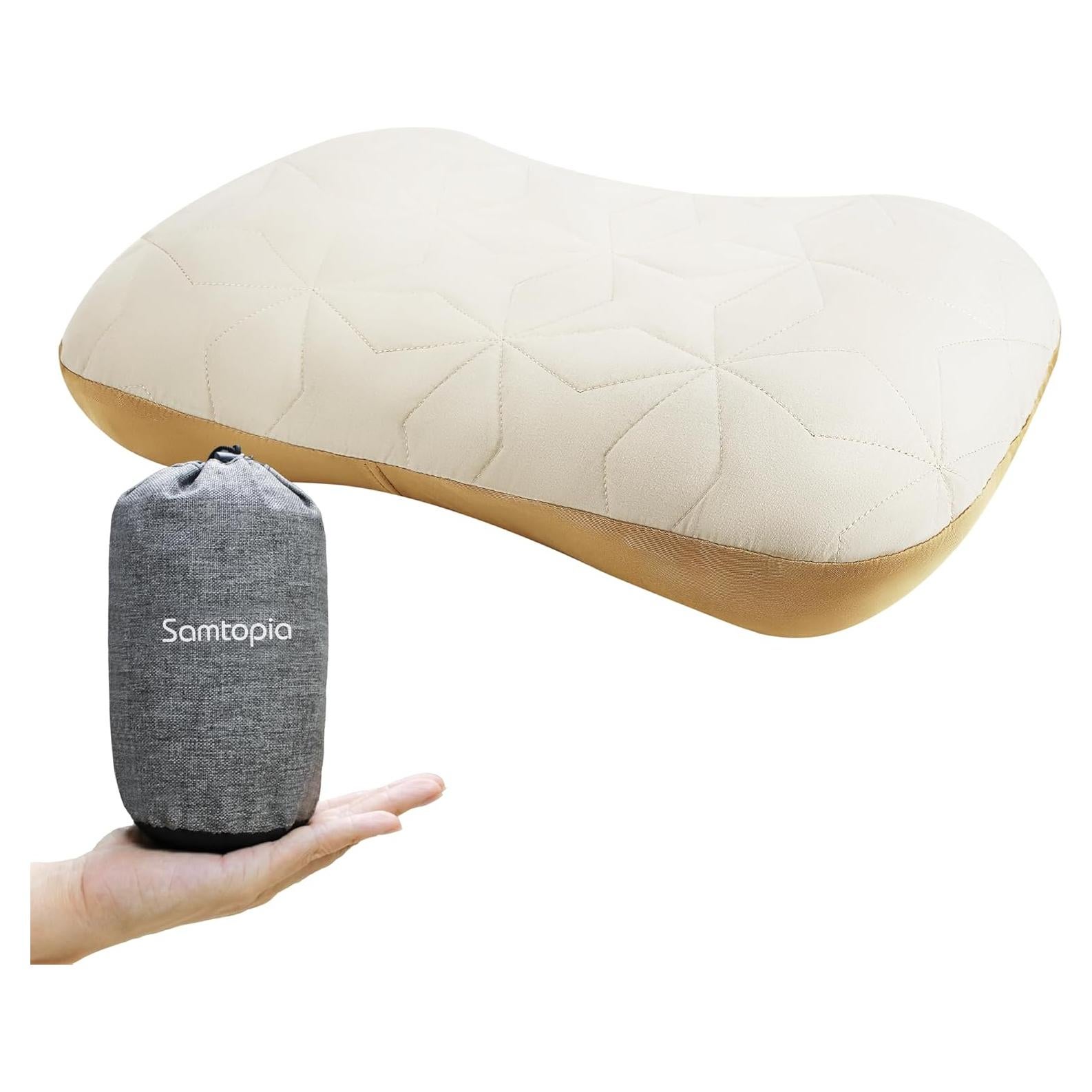 Almohada Inflable de Camping Samtopia CP0001 Grande Caqui