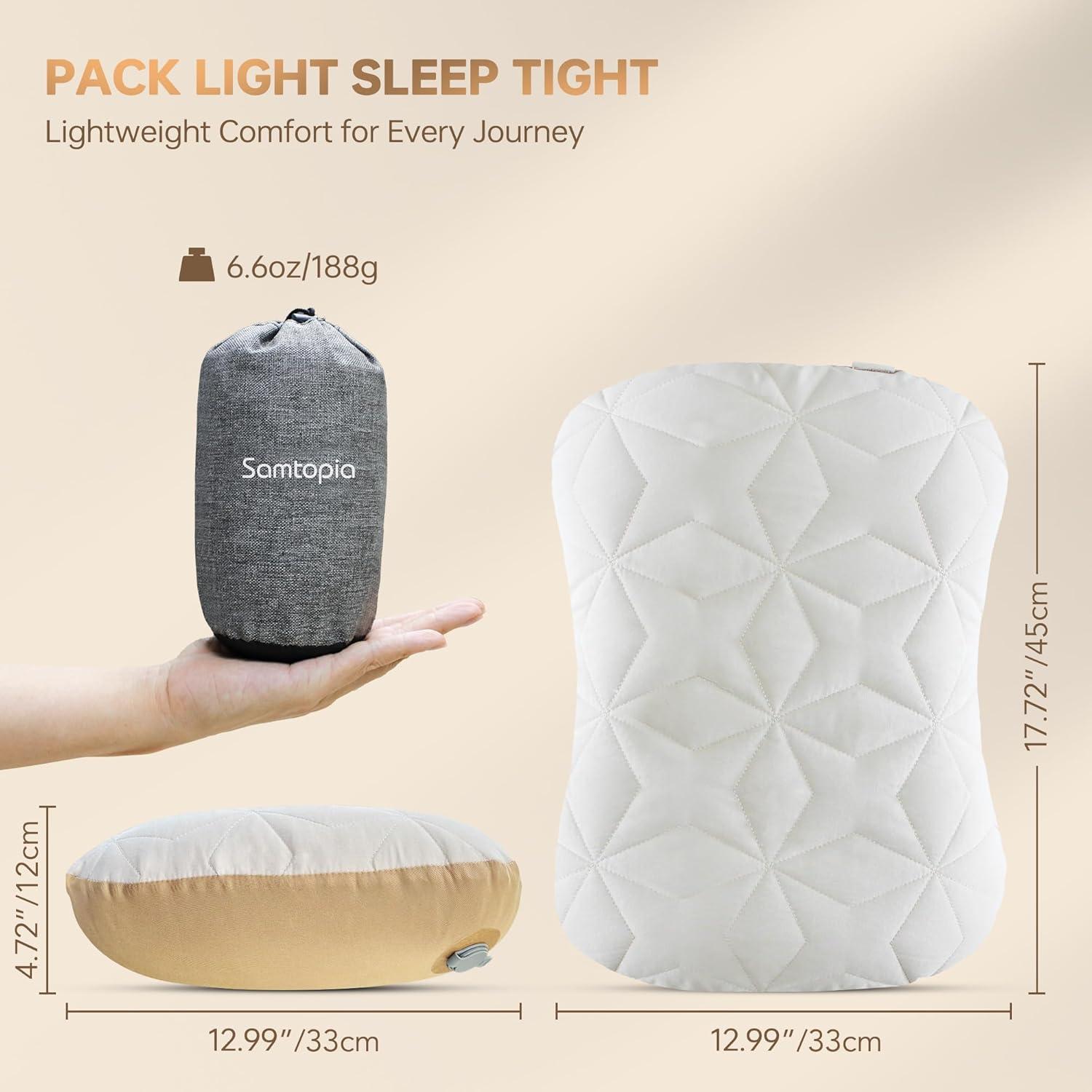 Almohada Inflable de Camping Samtopia CP0001 Grande Caqui