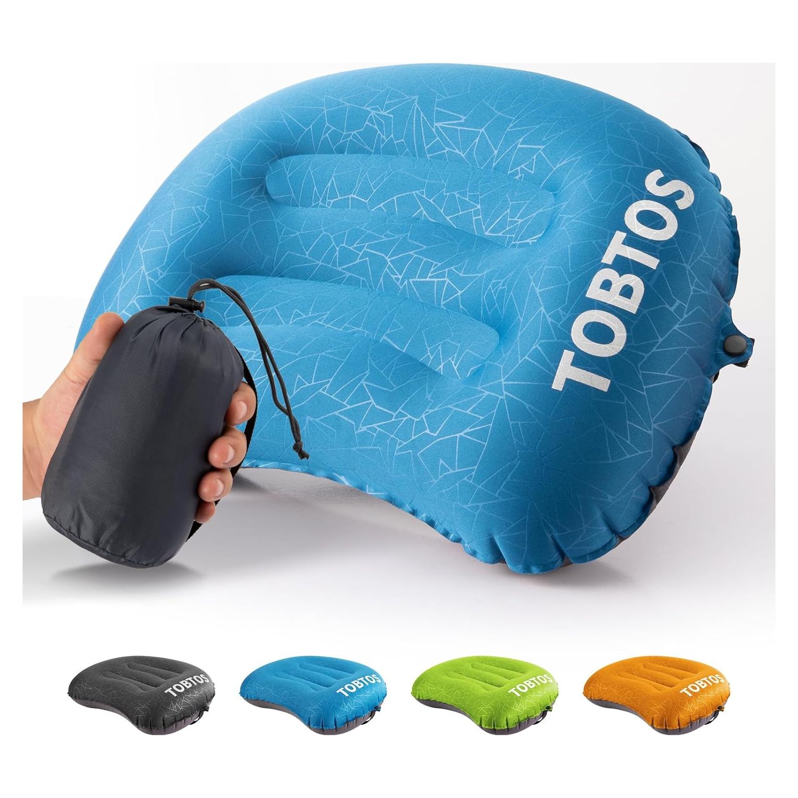 Almohada Inflable TOBTOS para Camping 43x30 cm Azul Marino