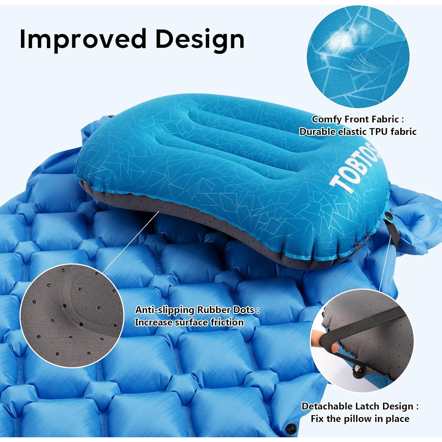 Almohada Inflable TOBTOS para Camping 43x30 cm Azul Marino