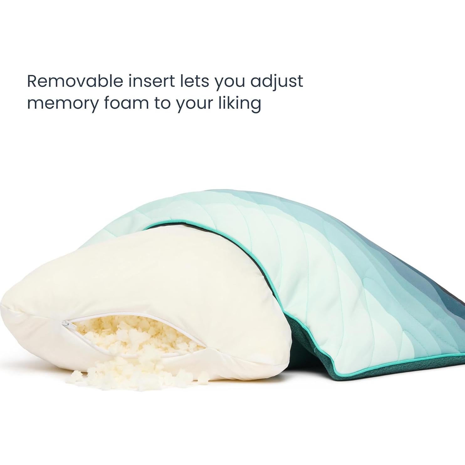 Rumpl The Adjustable Camp Pillow - Full Size Packable Outdoor and Travel Pillow, Two-Sided Temperature Control, 22" x 15", Cascade Fade