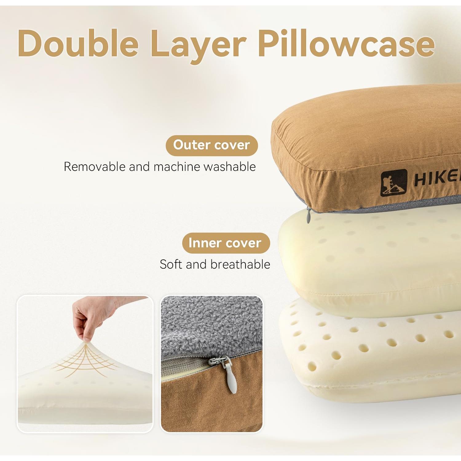 Almohada de Espuma de Memoria HIKEMAN 38x25 cm Verde Militar