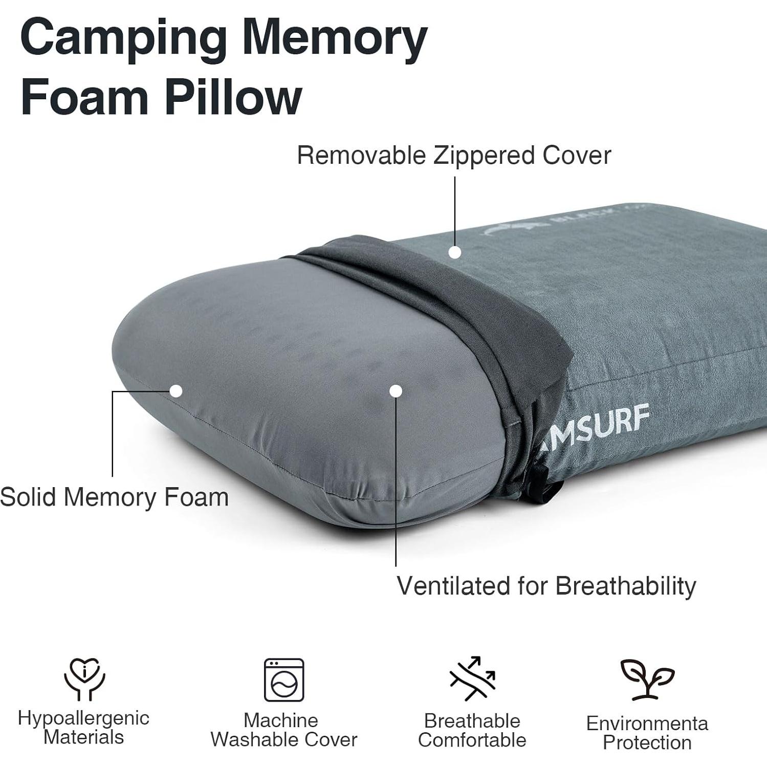 Almohada de Camping BLACK ORCA Espuma de Memoria 10.9 cm