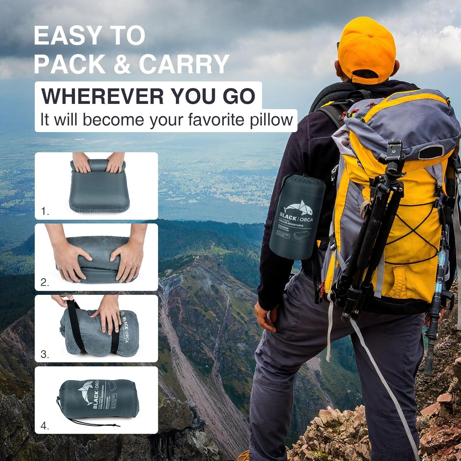 Almohada de Camping BLACK ORCA Espuma de Memoria 10.9 cm