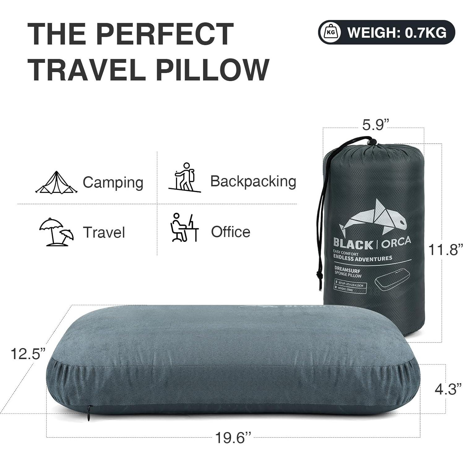 Almohada de Camping BLACK ORCA Espuma de Memoria 10.9 cm