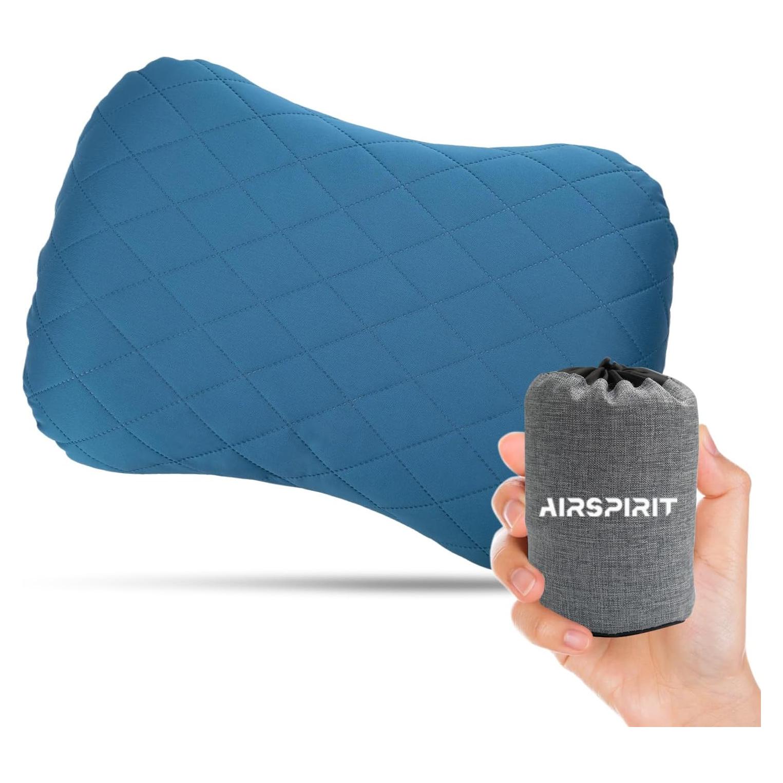 Almohada Inflable Camping AIRSPIRIT Azul 14x9 cm Ajustable