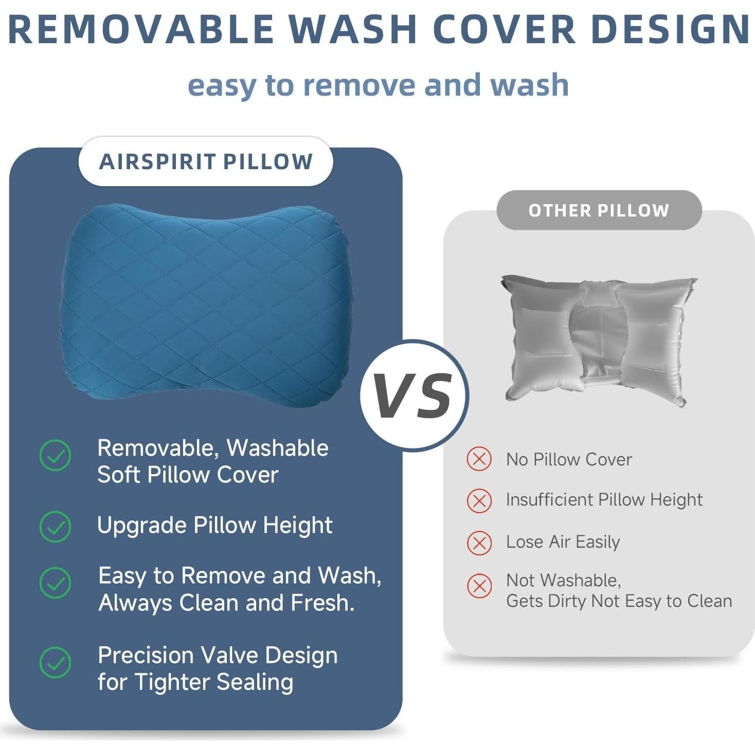 Almohada Inflable Camping AIRSPIRIT Azul 14x9 cm Ajustable