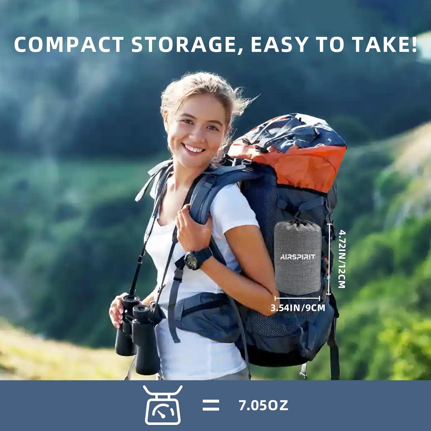 Almohada Inflable Camping AIRSPIRIT Azul 14x9 cm Ajustable