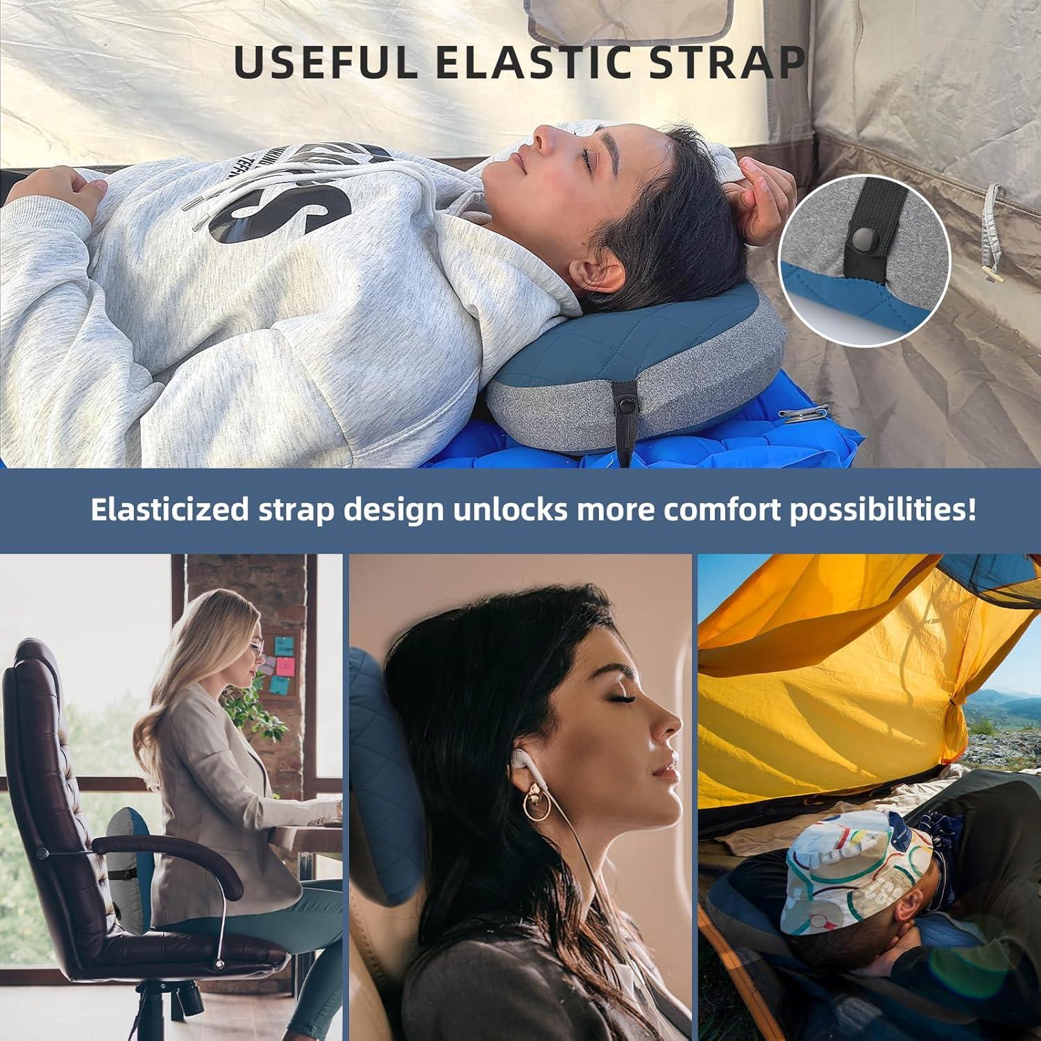 Almohada Inflable Camping AIRSPIRIT Azul 14x9 cm Ajustable