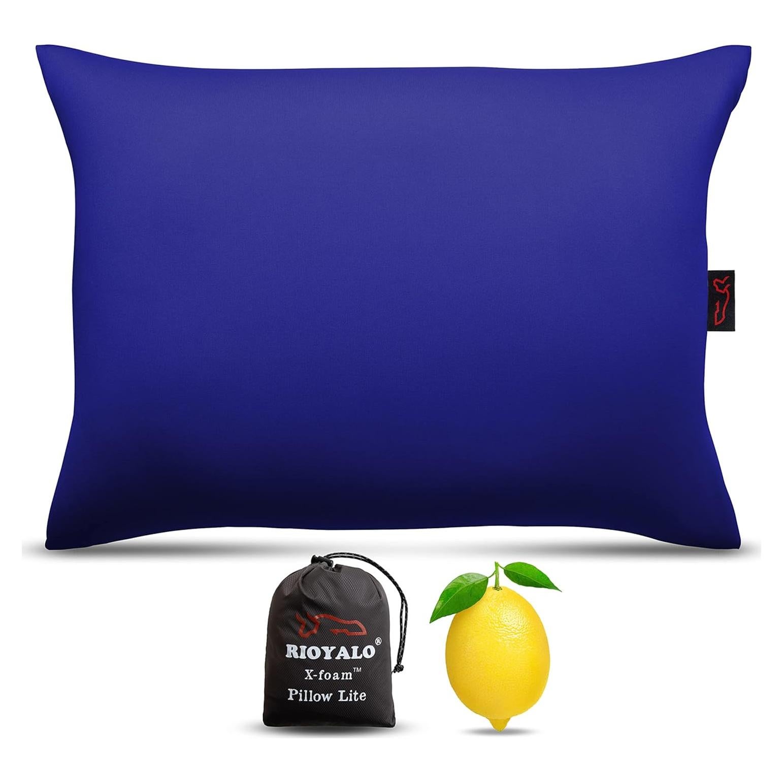 X-Foam Inflatable Camping Pillow Lite with Removable Foaming Cover | Comfortable, Washable Ultralight Portable with Neck Lumbar Support | Backpacking, Hiking, Travel, Air | Small (Ocean Blue)