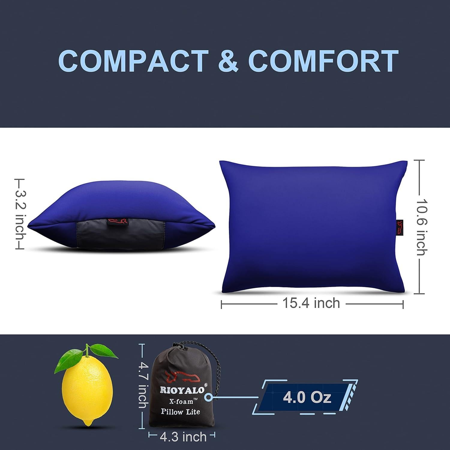 X-Foam Inflatable Camping Pillow Lite with Removable Foaming Cover | Comfortable, Washable Ultralight Portable with Neck Lumbar Support | Backpacking, Hiking, Travel, Air | Small (Ocean Blue)