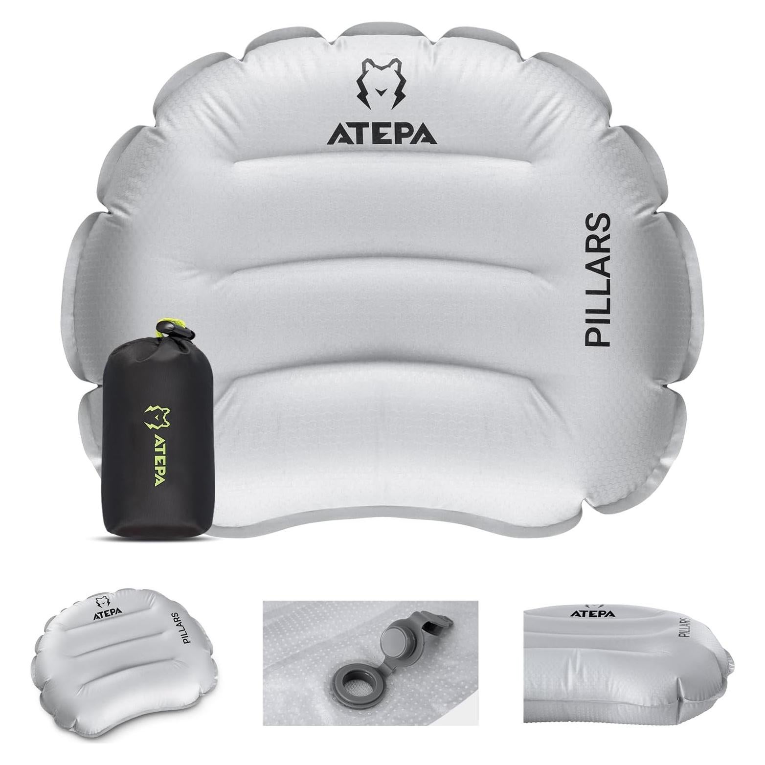 Almohada Inflable ATEPA Negra Ergonómica 43.94x27.94cm