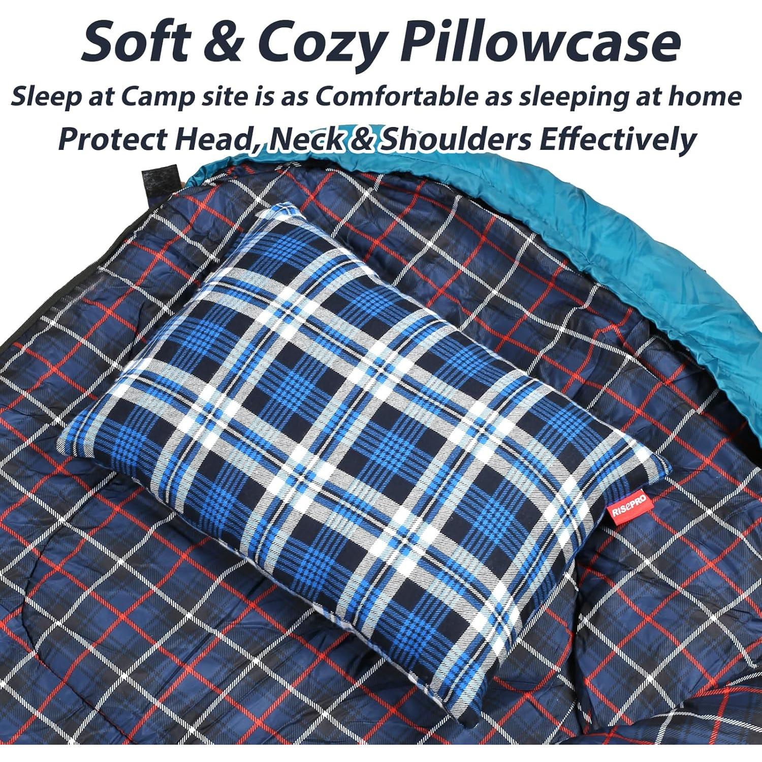 Outdoor Camping Pillow Lightweight, Compressible, Flannel Travel Pillow Cases, Washable Removable Pillow Cover Camping and Backpacking Blue