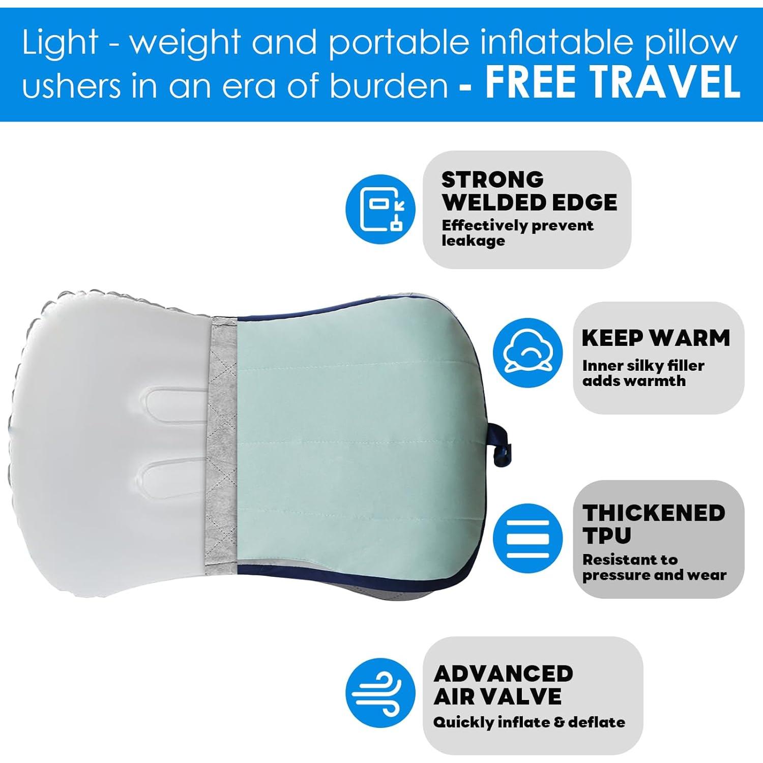 Almohada Inflable Herb Life para Camping 38x25 cm Verde