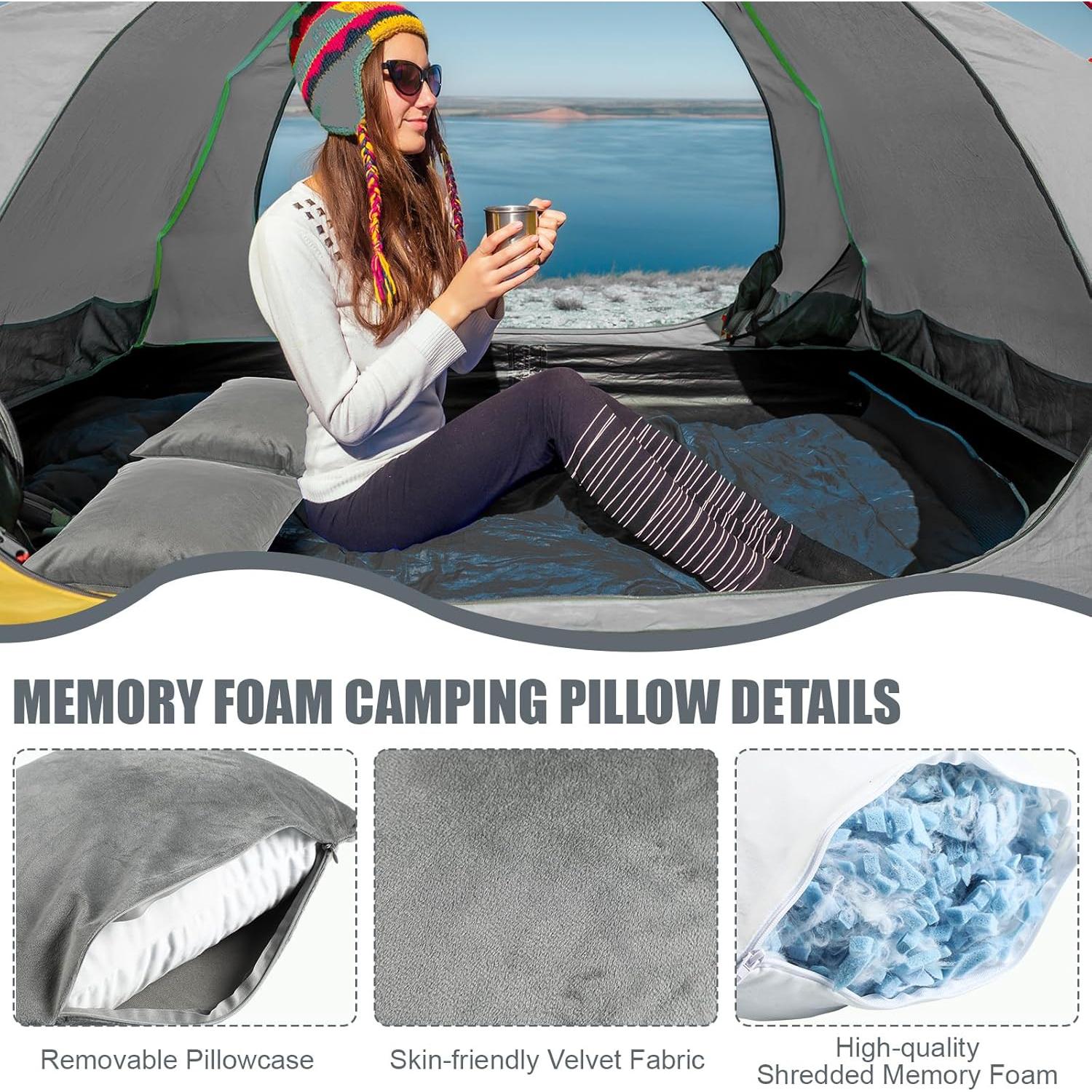 Juego de 2 Almohadas de Camping SmoothNovelty con Espuma de Memoria