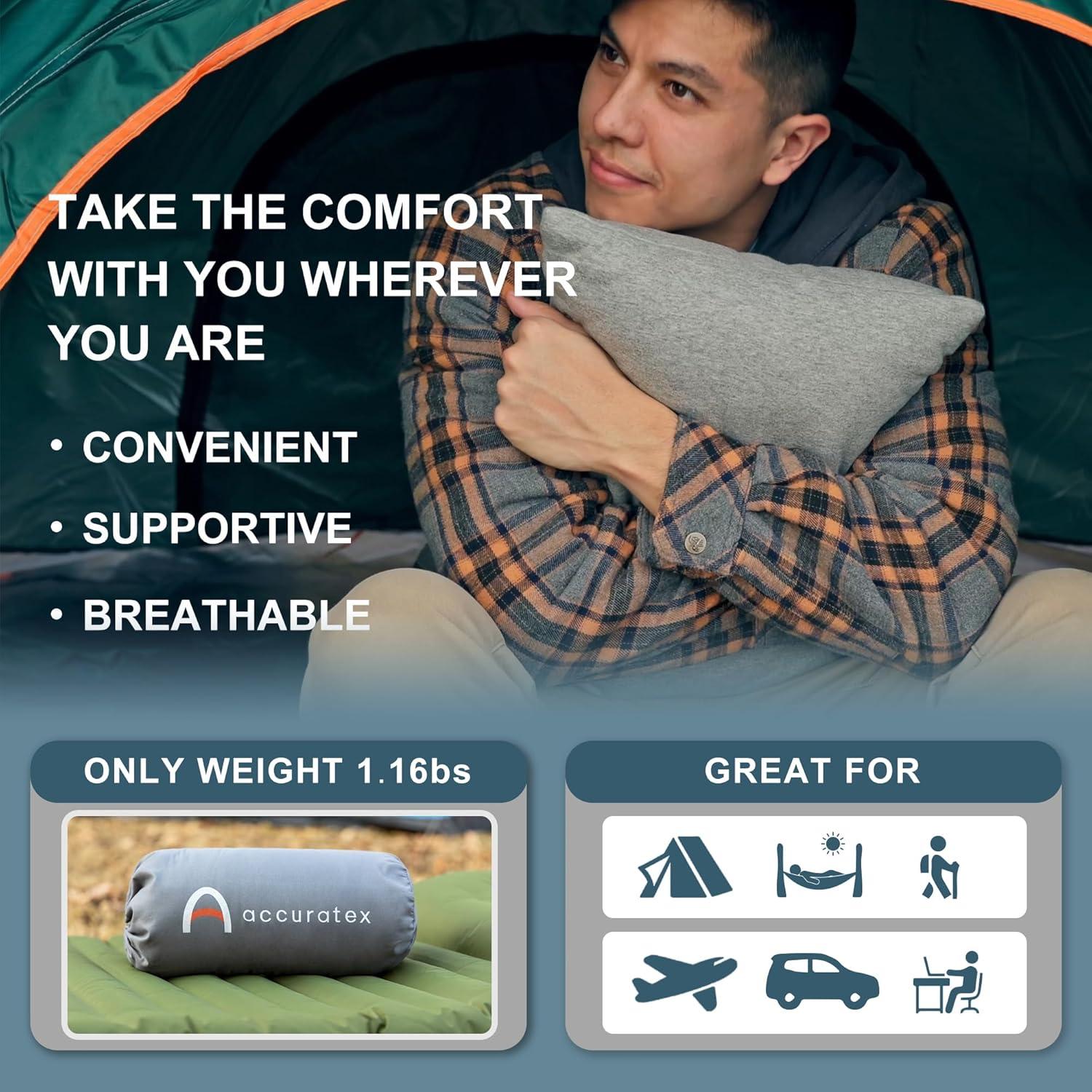 Almohada de Camping ACCURATEX - Espuma Viscoelástica 100% Algodón