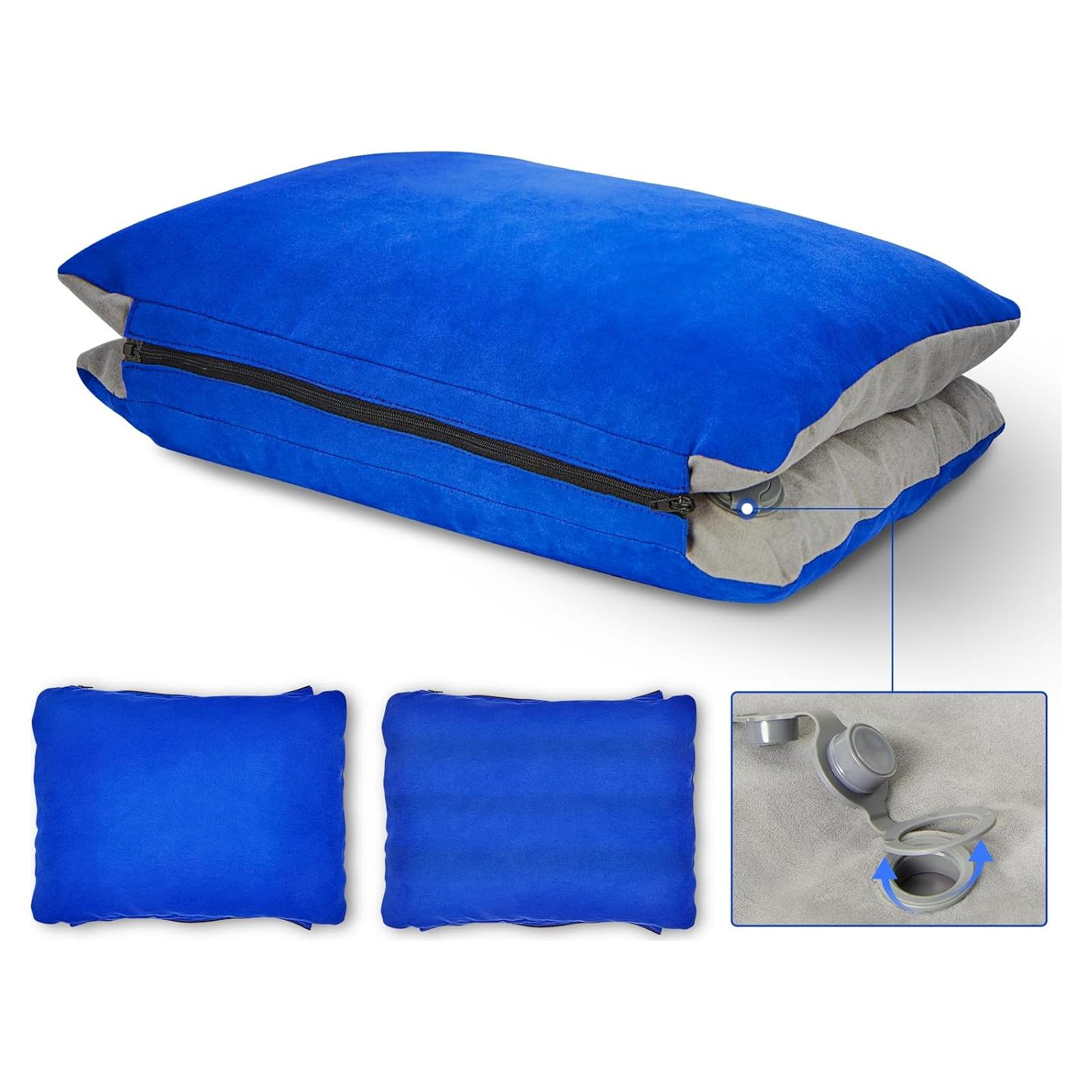Almohada Lumbar Inflable JefDiee con Espuma Viscoelástica Azul