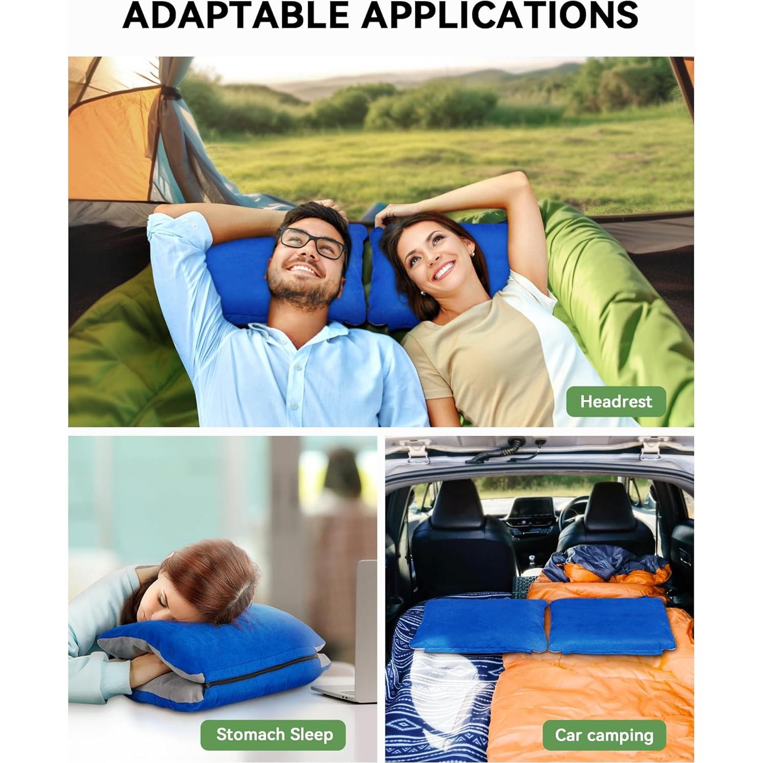 Almohada Lumbar Inflable JefDiee con Espuma Viscoelástica Azul