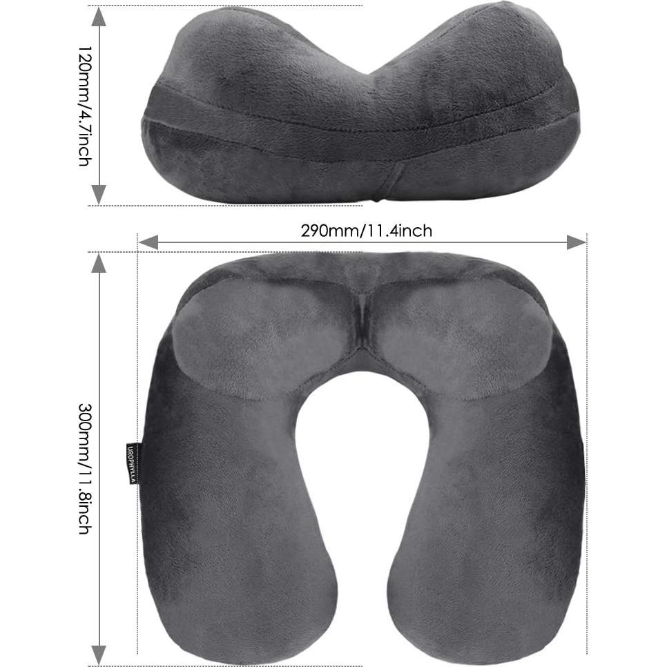 Almohada de Viaje Inflable UROPHYLLA Terciopelo Suave Gris