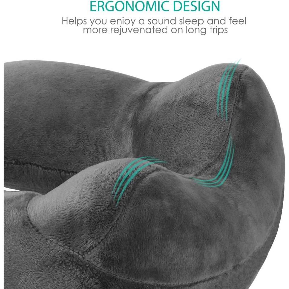 Almohada de Viaje Inflable UROPHYLLA Terciopelo Suave Gris