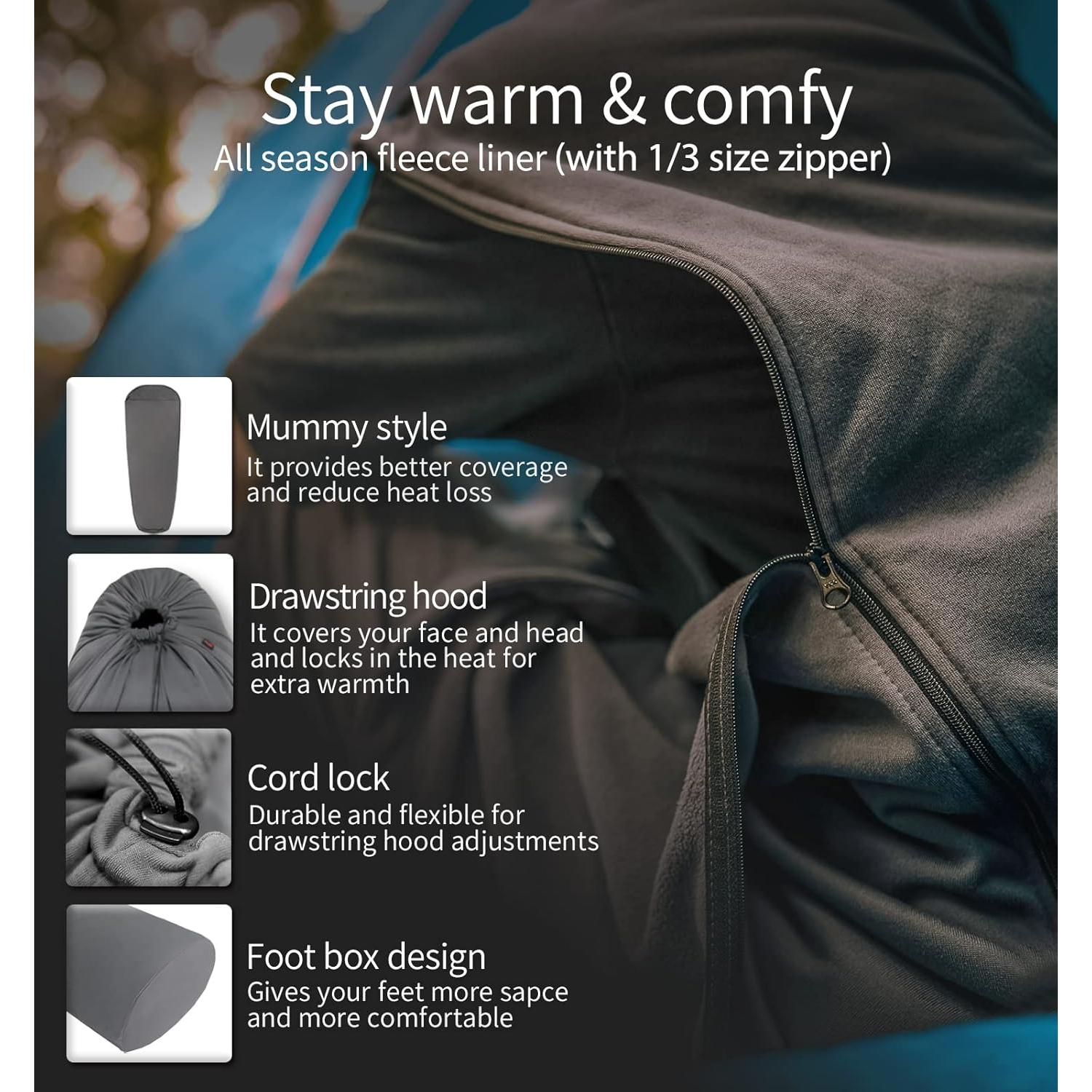 Forro de Saco de Dormir Litume E629 Franela 27°F (15°C) Momia