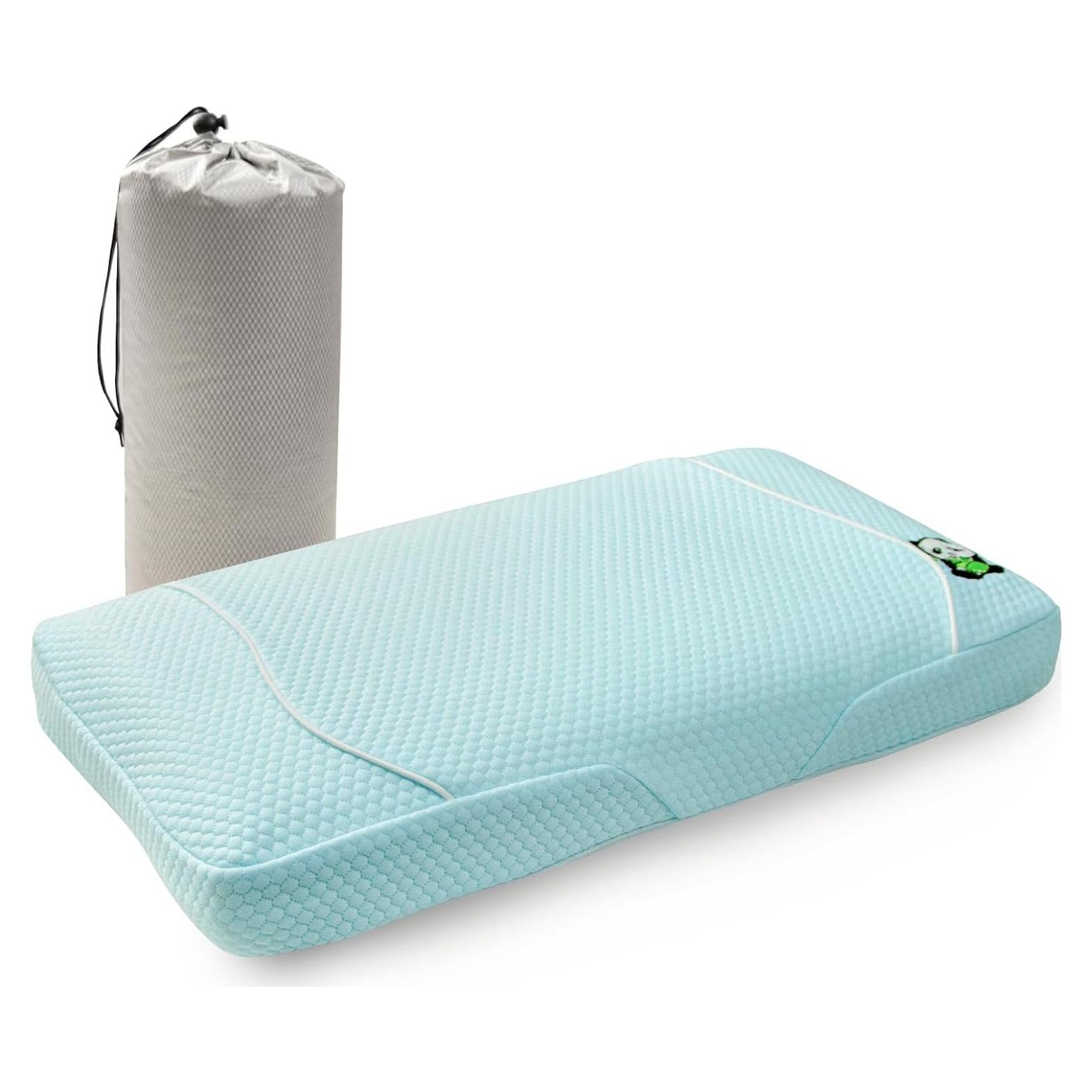 YOUR MOON Memory Foam Travel Pillows, Small Camping Pillow for Sleeping, Portable Backpacking Hammock Camp Pillow for Hiking&Car, Camping Accessories, Neck Support Pillow(Blue)