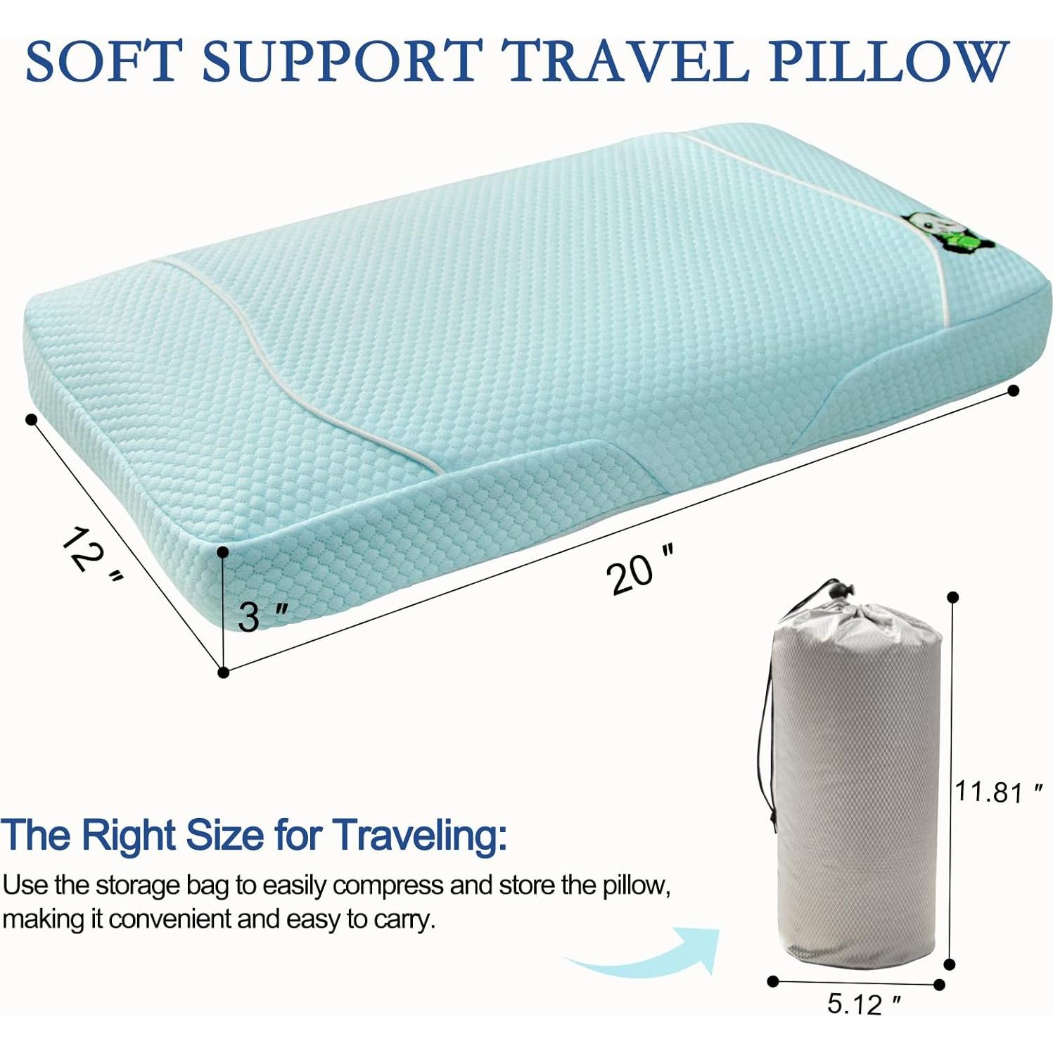 YOUR MOON Memory Foam Travel Pillows, Small Camping Pillow for Sleeping, Portable Backpacking Hammock Camp Pillow for Hiking&Car, Camping Accessories, Neck Support Pillow(Blue)