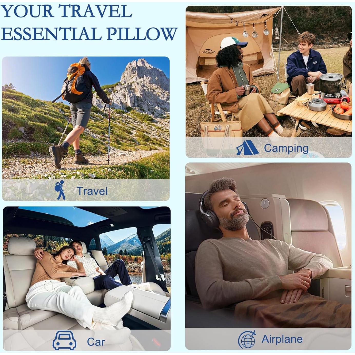 YOUR MOON Memory Foam Travel Pillows, Small Camping Pillow for Sleeping, Portable Backpacking Hammock Camp Pillow for Hiking&Car, Camping Accessories, Neck Support Pillow(Blue)