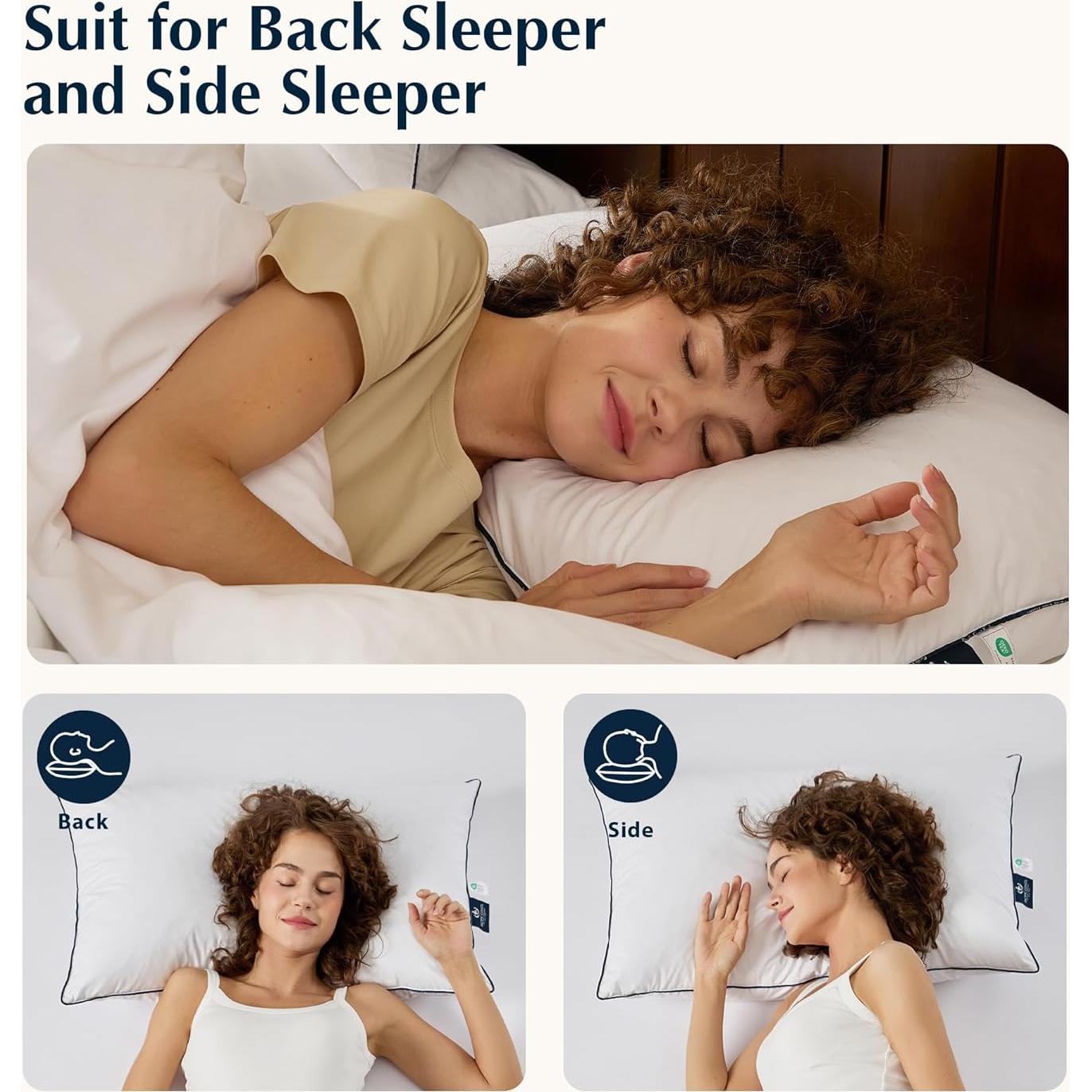 Almohada de Cama Pacific Coast Estándar Plumas de Ganso Hipoalergénica